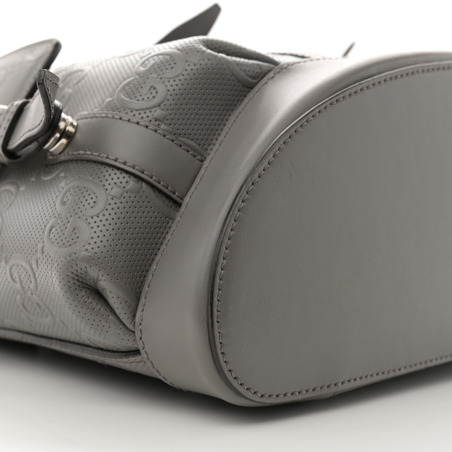 Gucci Calfskin GG Tennis Embossed Double Buckle Backpack Grey 8 of 13