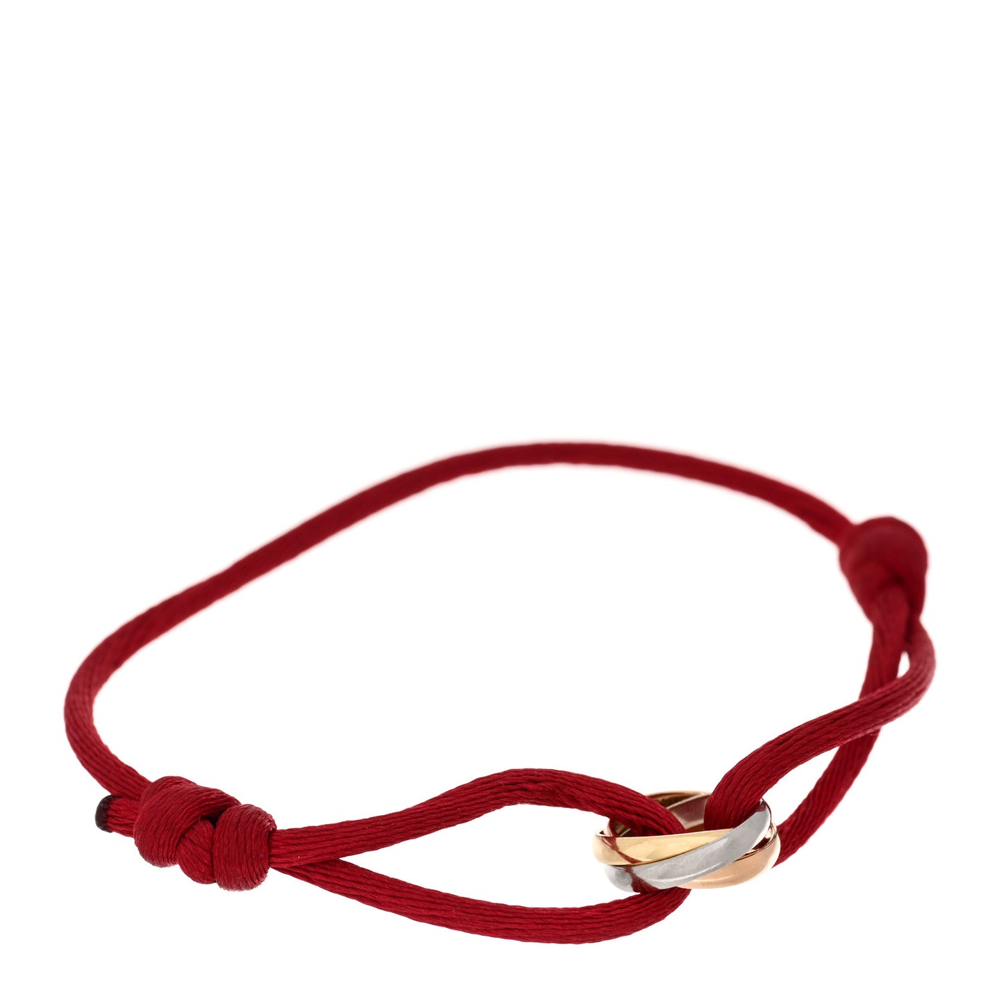 18K Pink Yellow White Gold Trinity Cord Bracelet Red