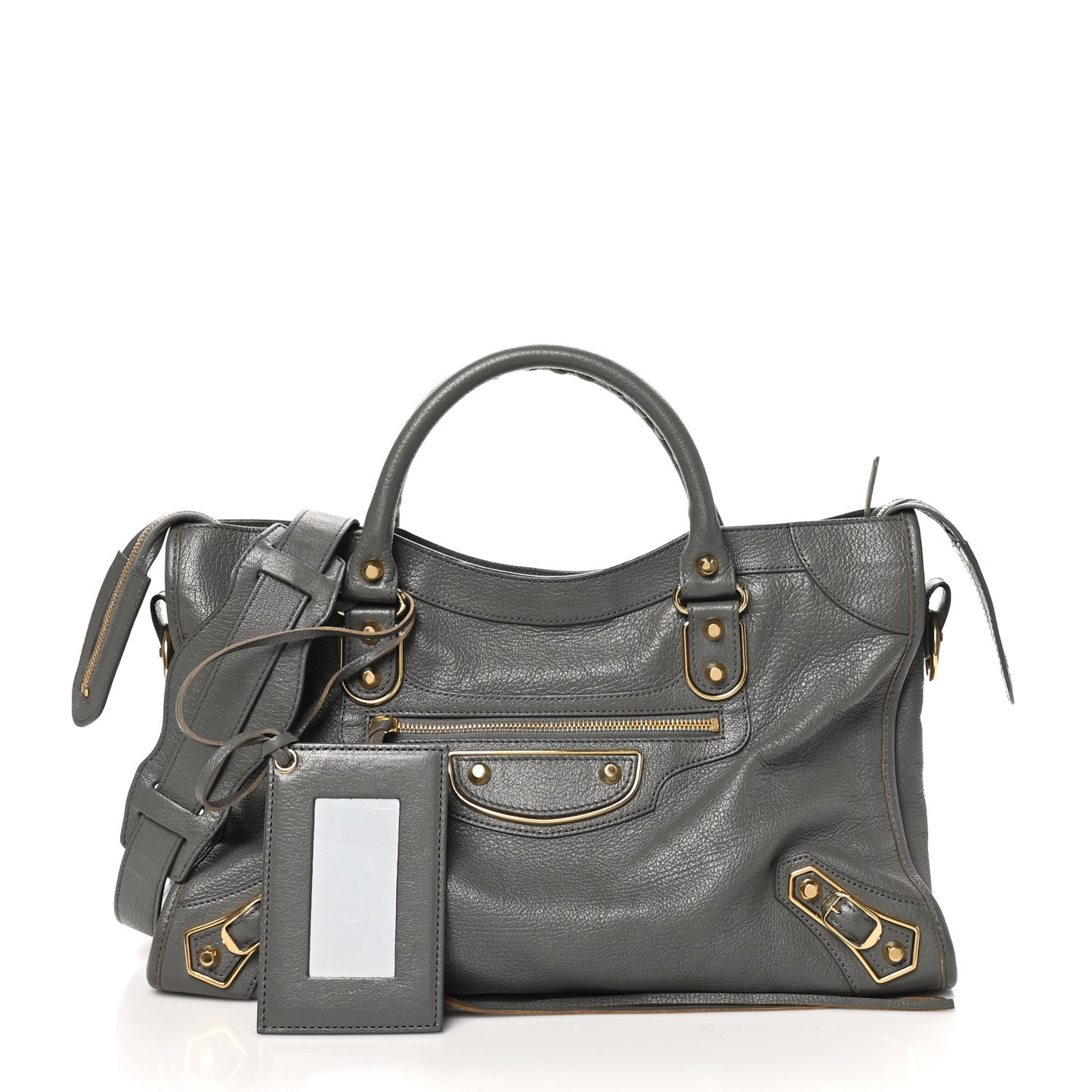 Chevre Gold Metallic Edge Hardware City Gris Acier