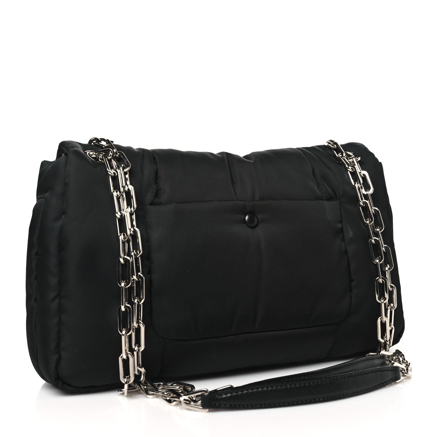 Prada Tessuto Nylon Bomber Sound Chain Flap Shoulder Bag Black 3 of 10