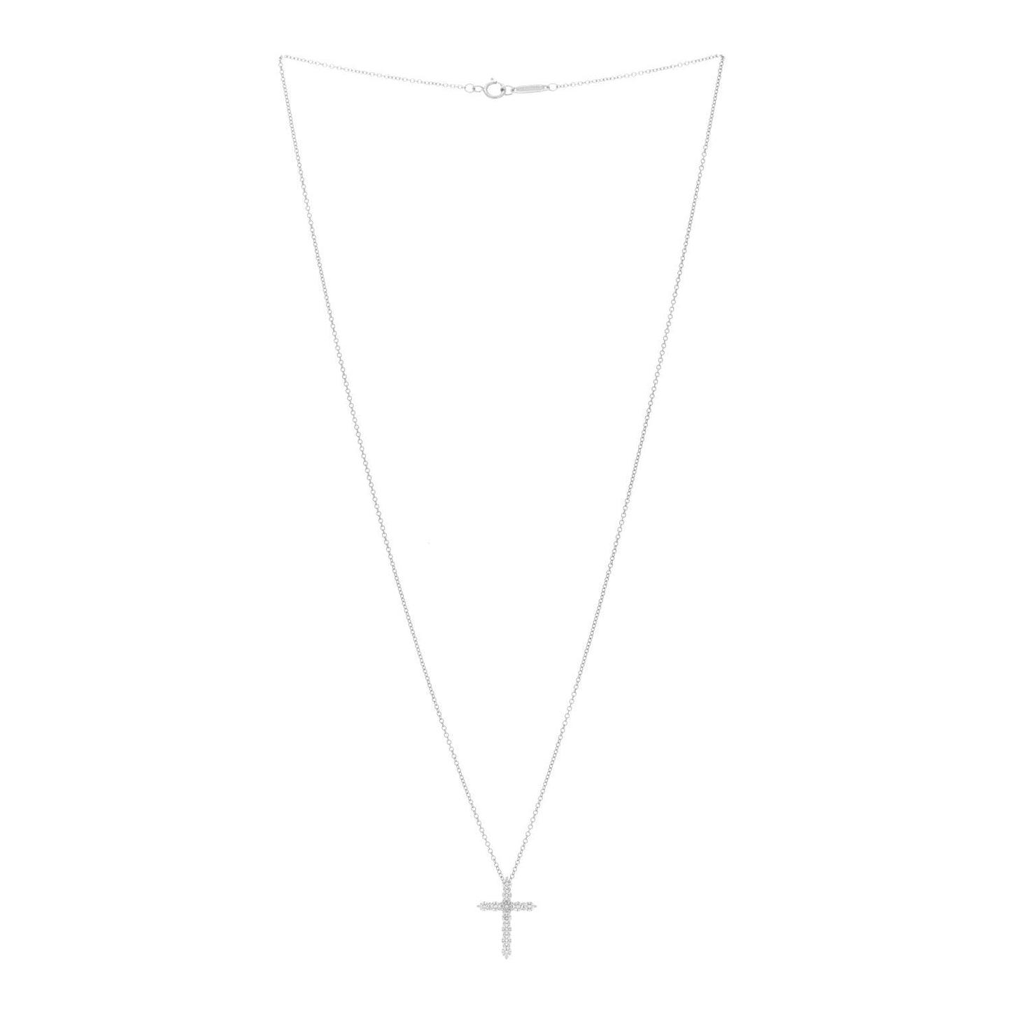 Platinum Diamond Small Cross Pendant Necklace
