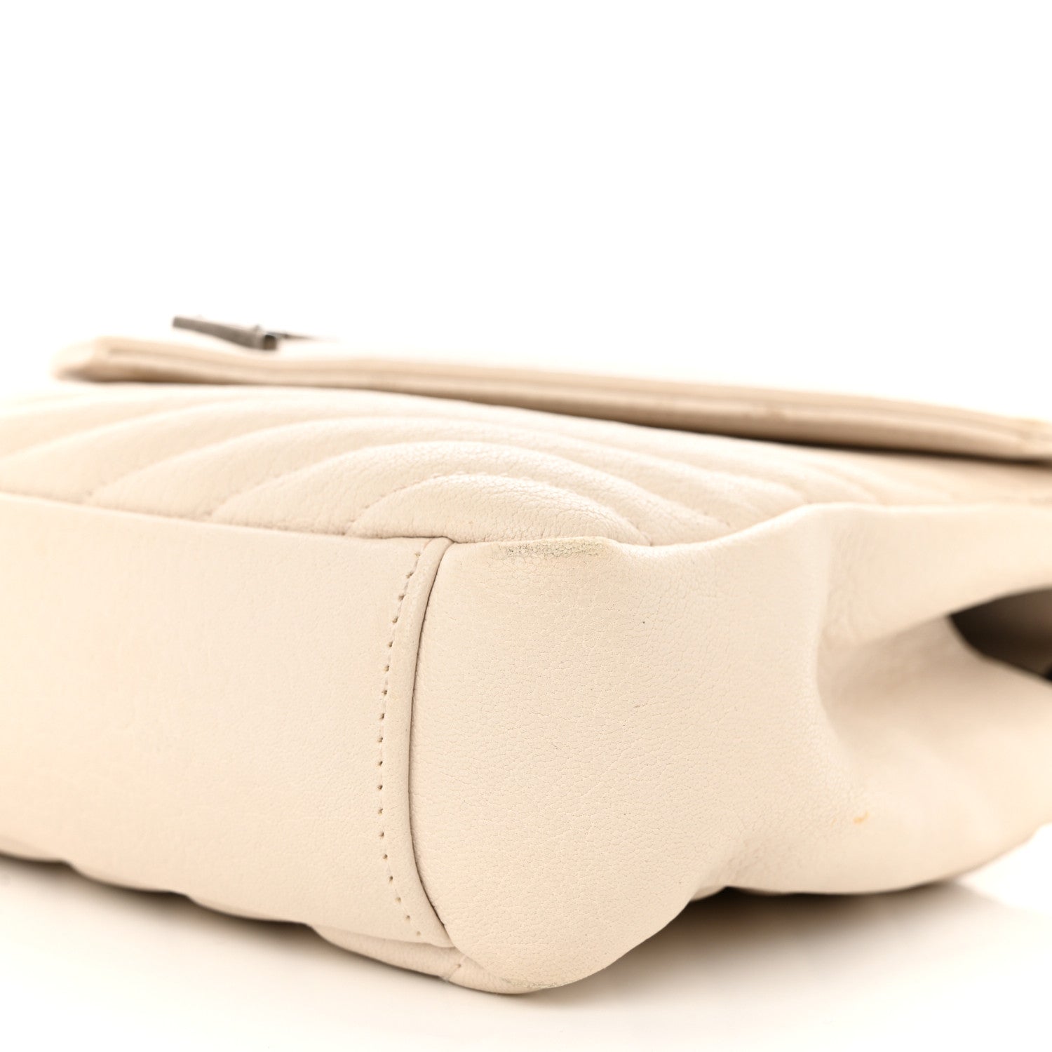 Saint Laurent Sheepskin Matelasse Chevron Monogram Medium College Bag Dove White 10 of 13