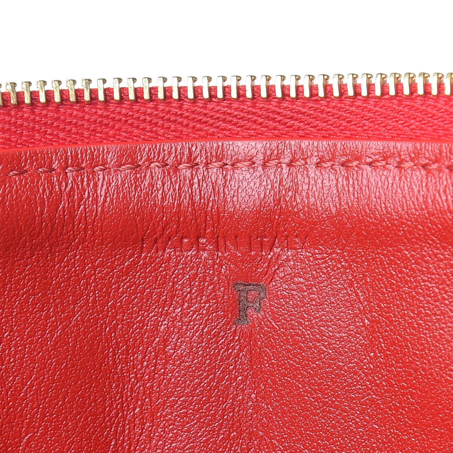 Calfskin Quilted C Charm Pouch Red