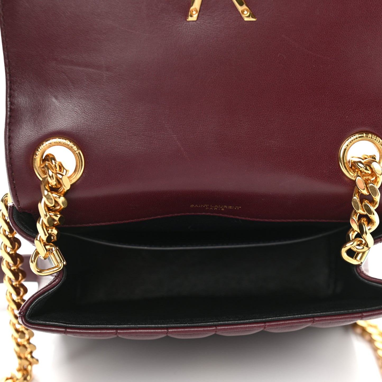 Lambskin Matelasse Monogram Medium Vicky Chain Bag Dark Legion Red