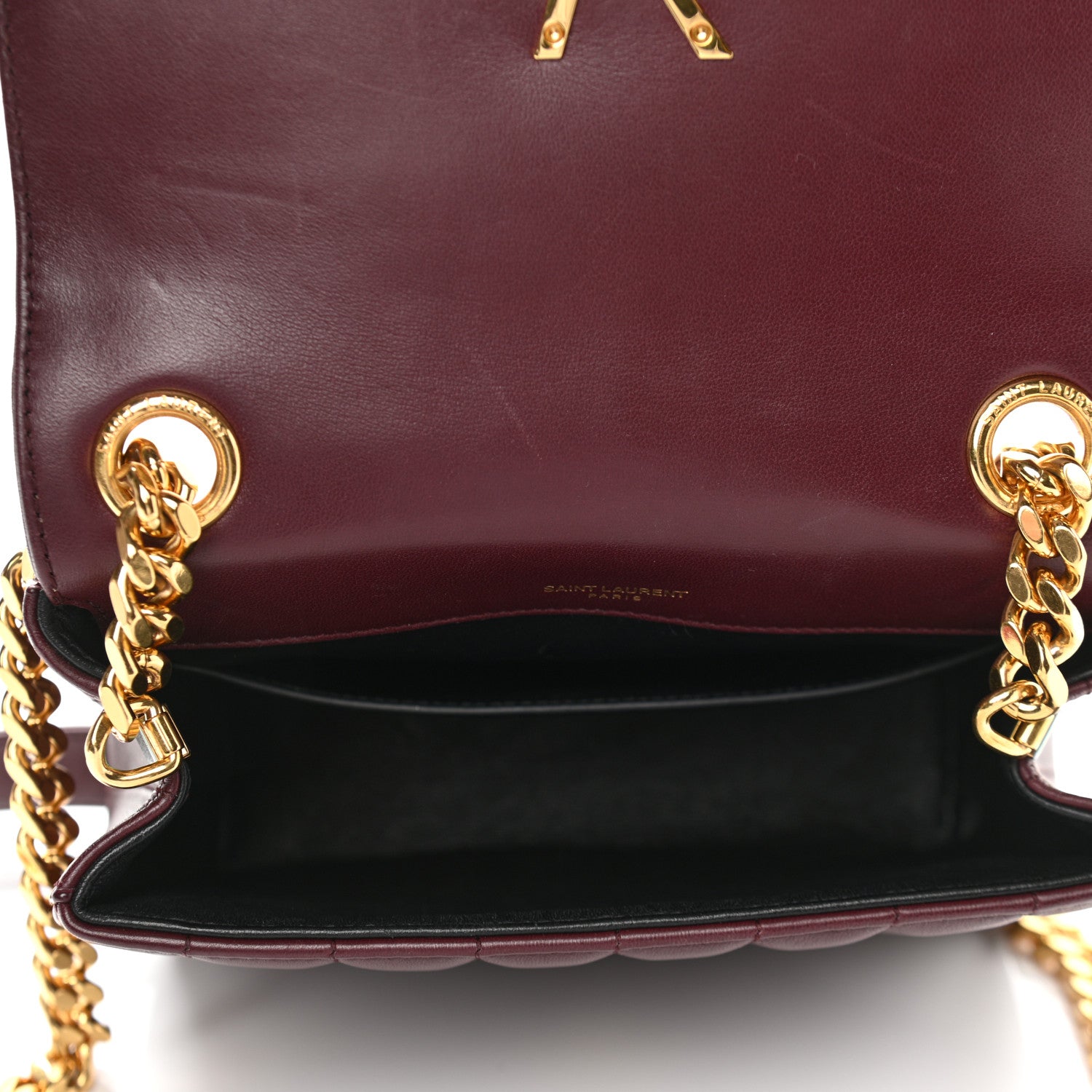 Saint Laurent Lambskin Matelasse Monogram Medium Vicky Chain Bag Dark Legion Red 5 of 12