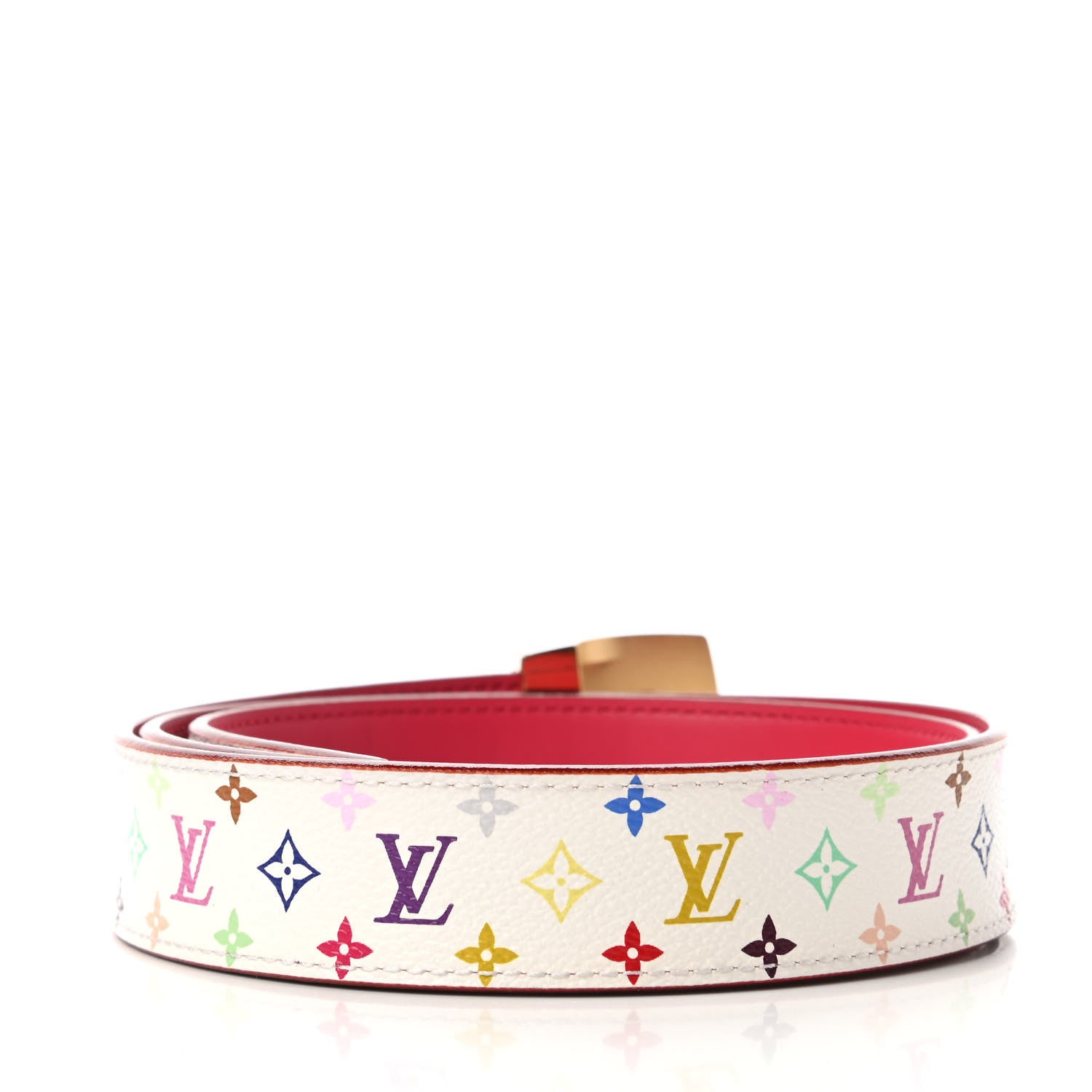 Louis Vuitton Monogram Multicolor LV Cut Reversible Belt 90 36 White Grenade 2 of 5