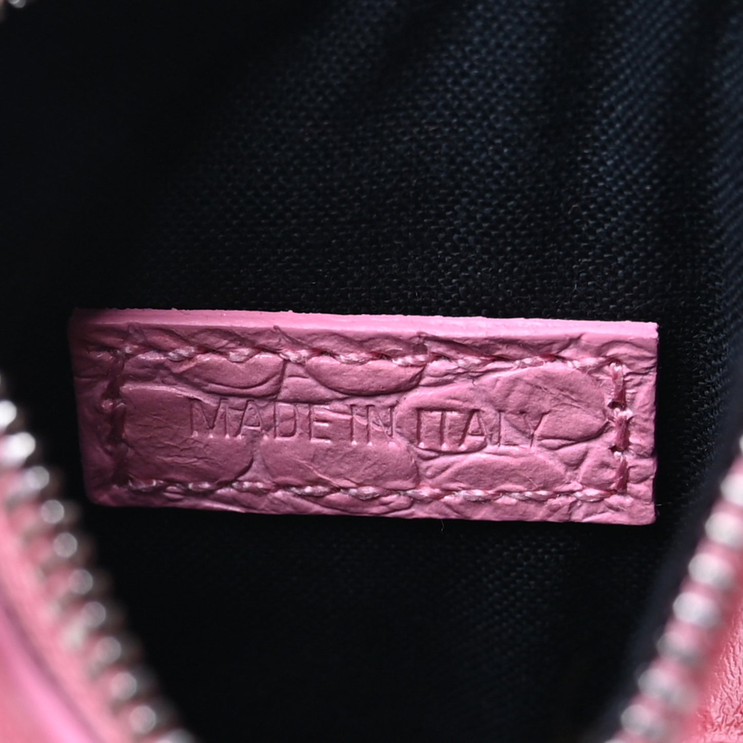 Calfskin Crocodile Embossed Crystal Le Cagole Coin Card Holder Sweet Pink