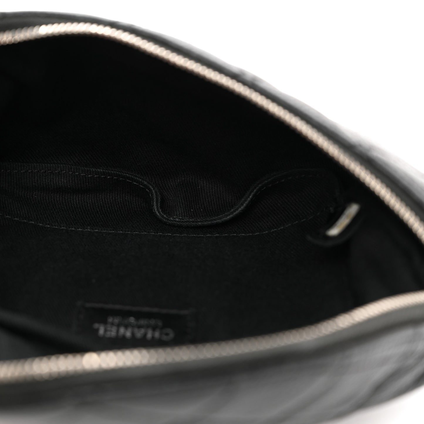 Grained Calfskin Quilted Waist Belt Bag Black