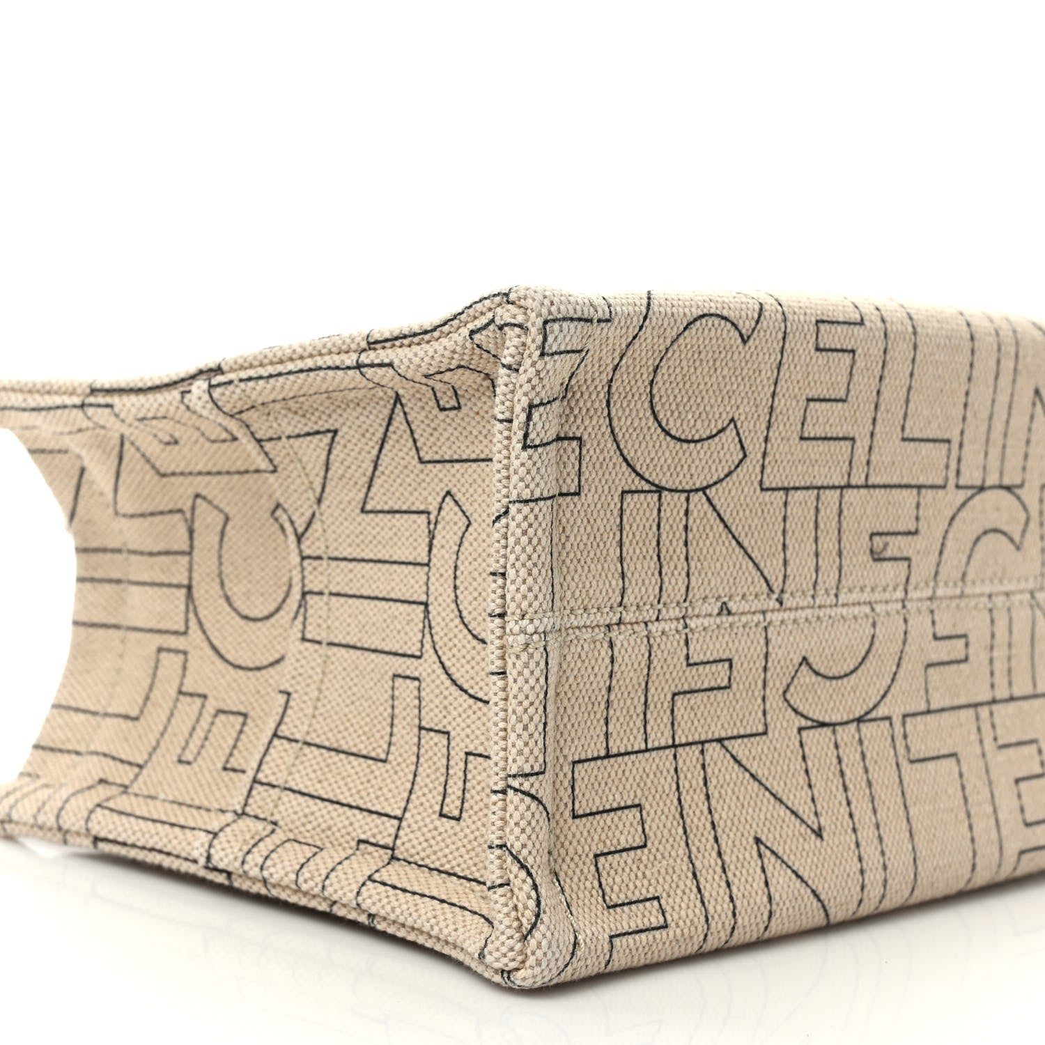 Celine Canvas Calfskin All Over Print Small Cabas Thais Natural Tan 7 of 9