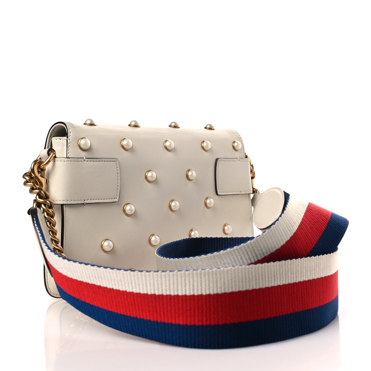 Nappa Pearl Studded Mini Queen Margaret Broadway Shoulder Bag Mystic White