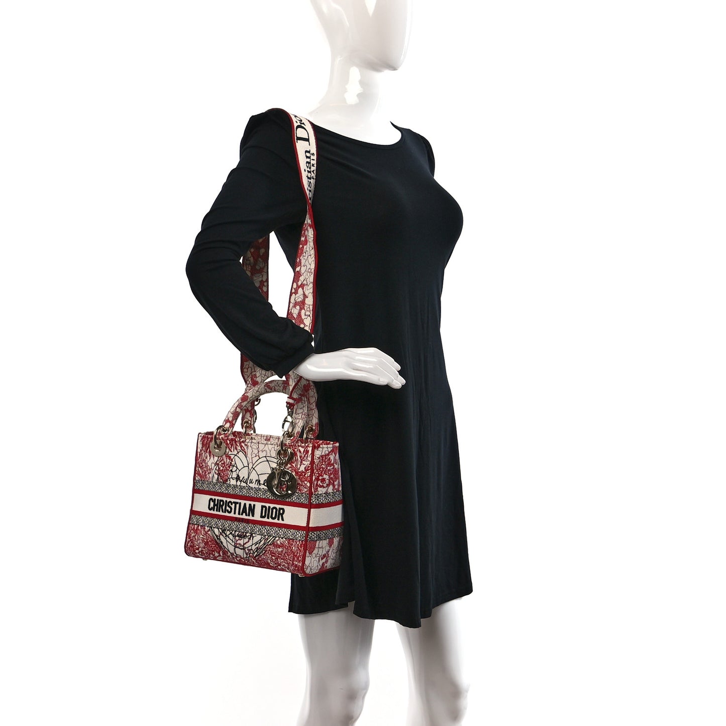 Canvas Embroidered Medium Dioramour D-Royaume Lady D-Lite Red Multicolor