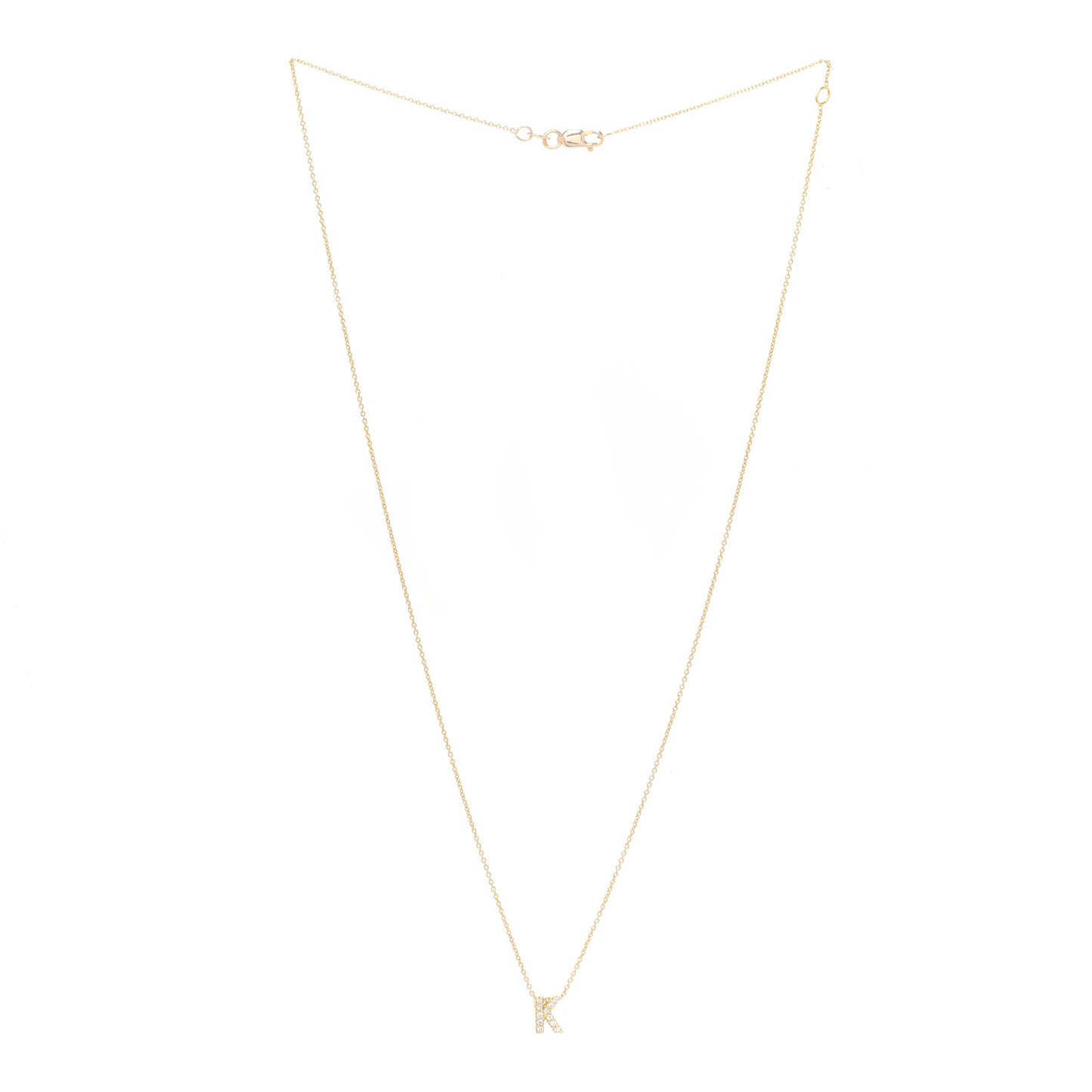 18K Yellow Gold Diamond Love Letter K Pendant Necklace