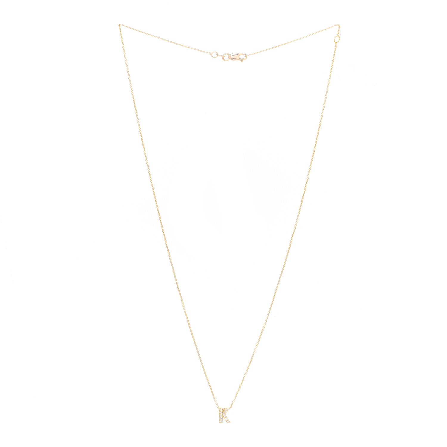 Roberto Coin 18K Yellow Gold Diamond Love Letter K Pendant Necklace 3 of 7