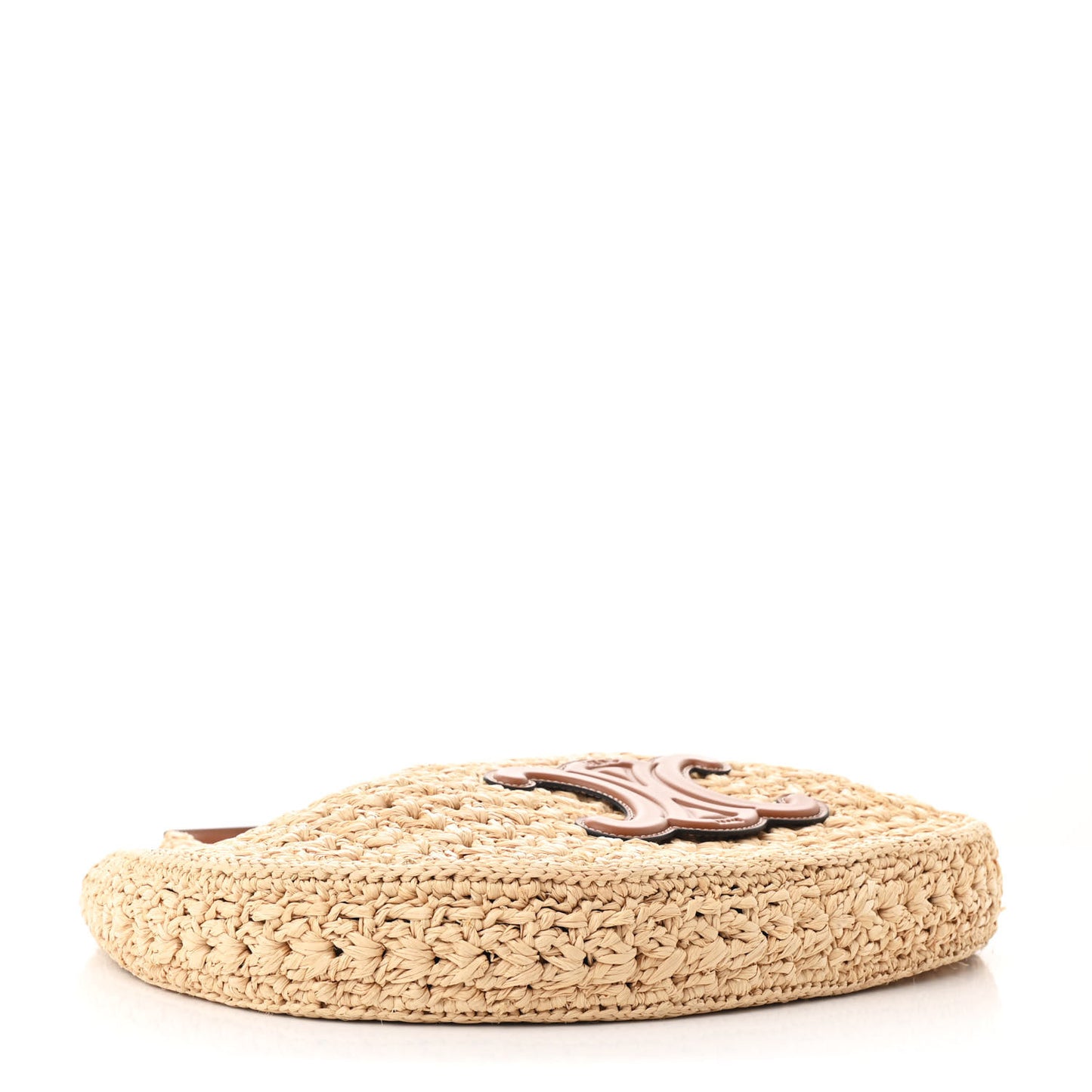 Raffia Calfskin Triomphe Panier Hobo Bag Natural Tan