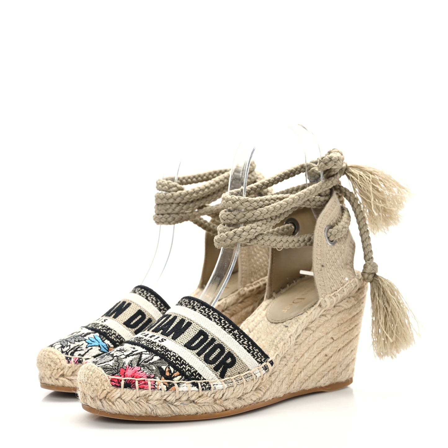 Canvas Mille Fleurs Embroidered Granville Ankle Tie Espadrille 65mm Wedges 35 Multicolor