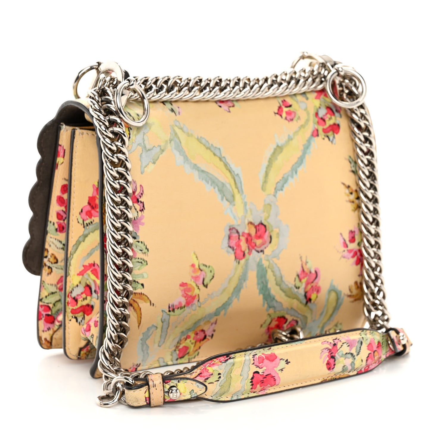 Vitello Marie Antoinette Print Rosebud Kan I Shoulder Bag Panna Multicolor