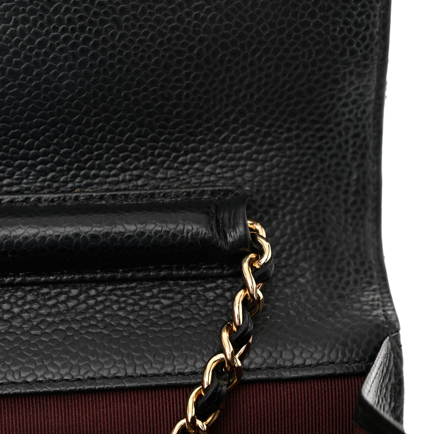 Caviar Quilted Wallet on Chain WOC Black