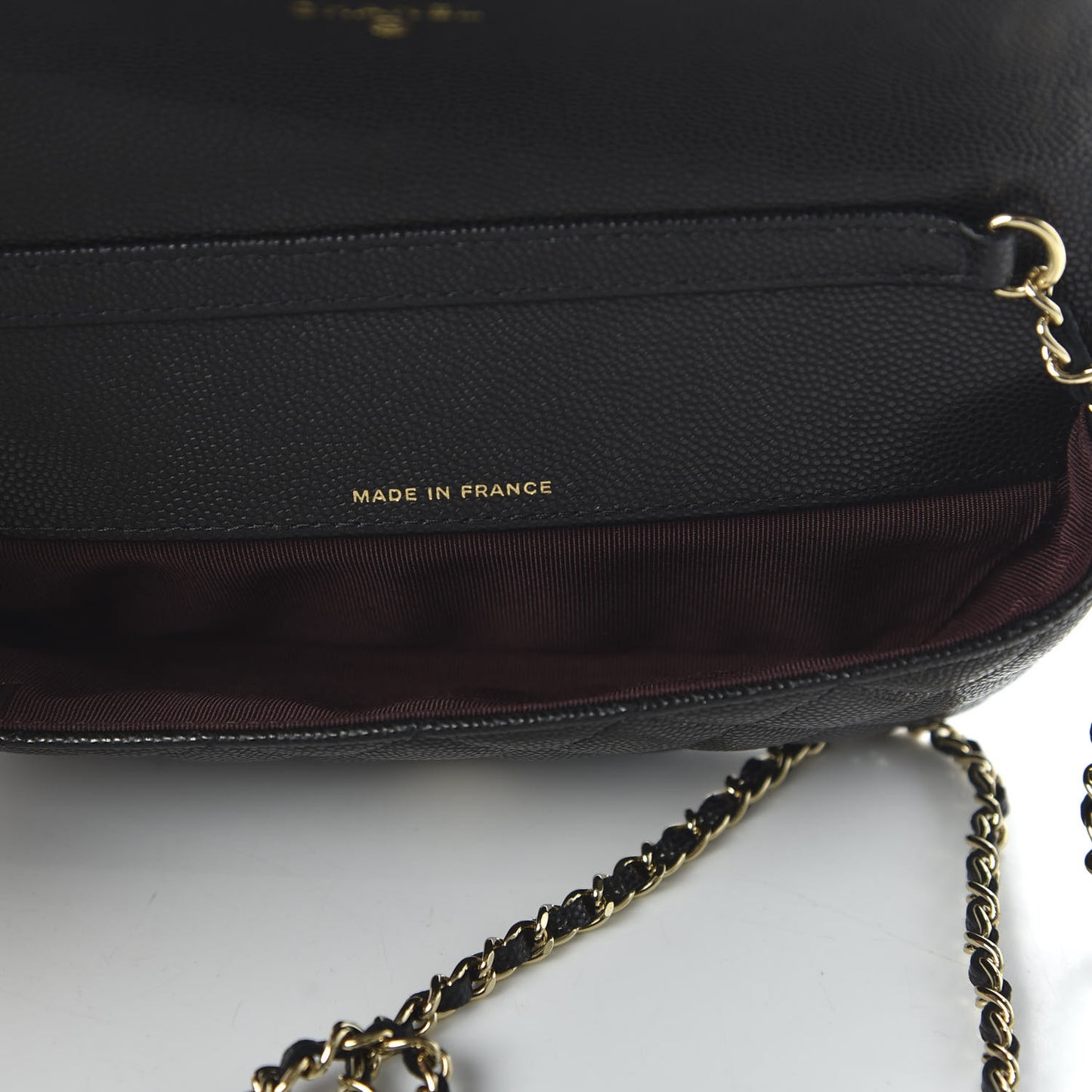Caviar Quilted Glasses Case With Chain Black