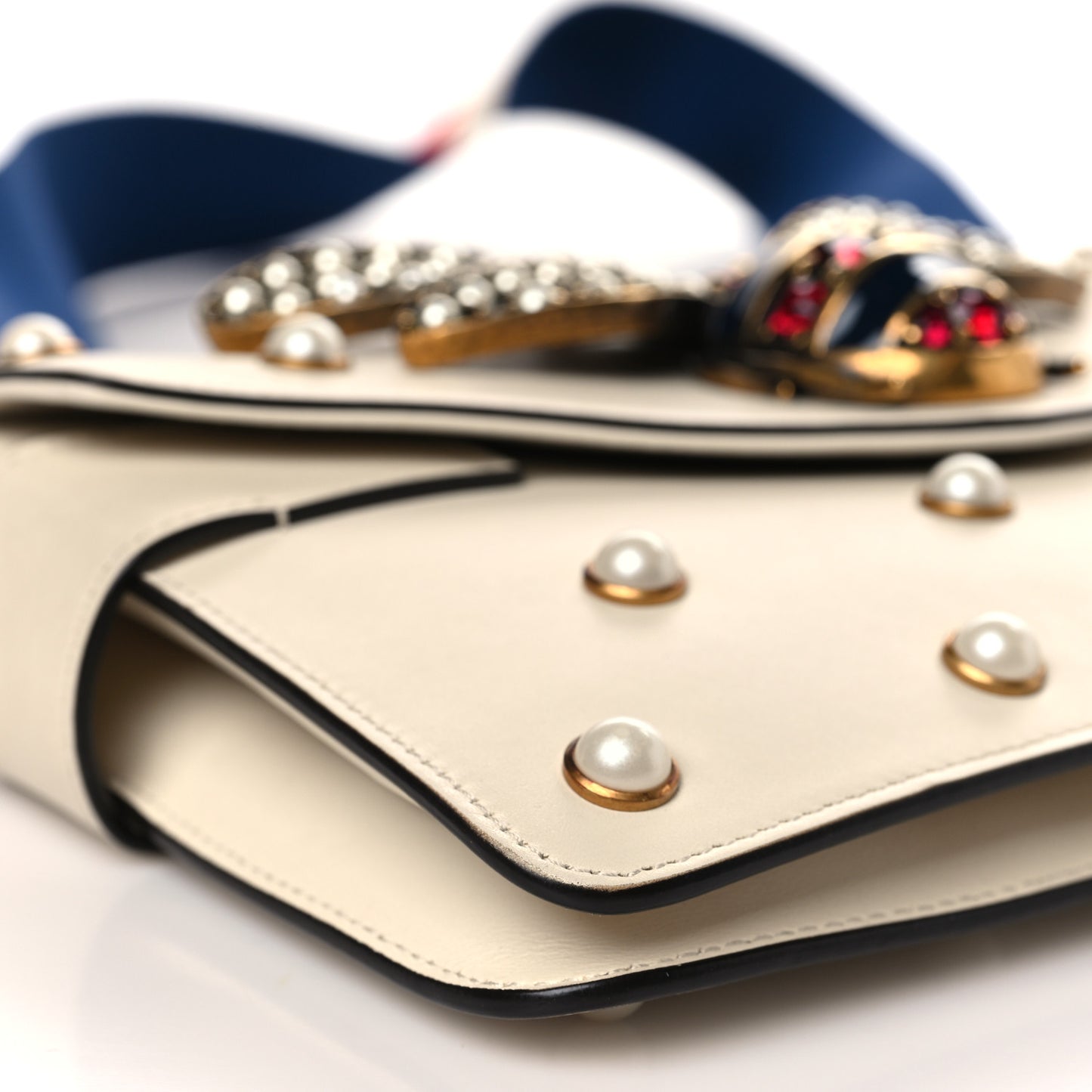 Nappa Pearl Studded Mini Queen Margaret Broadway Shoulder Bag Mystic White