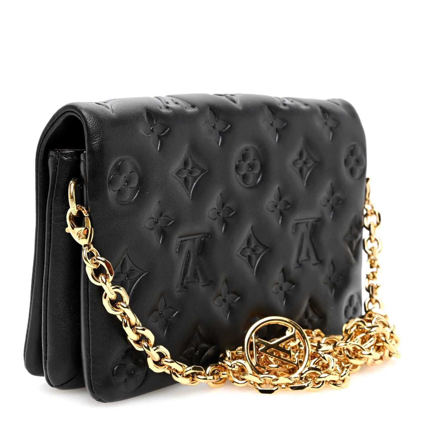 Lambskin Embossed Monogram Pochette Coussin Black