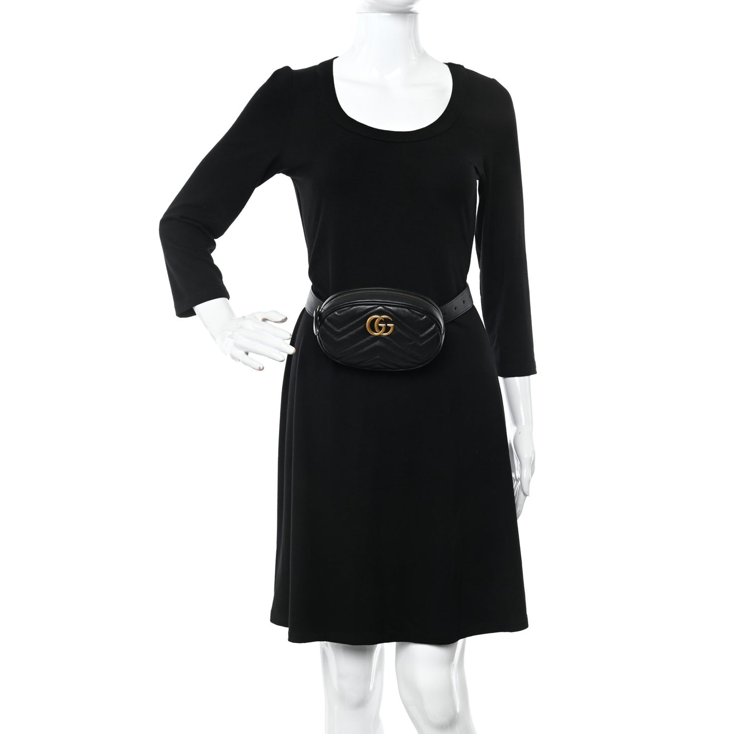 Calfskin Matelasse GG Marmont Belt Bag 65 26 Black