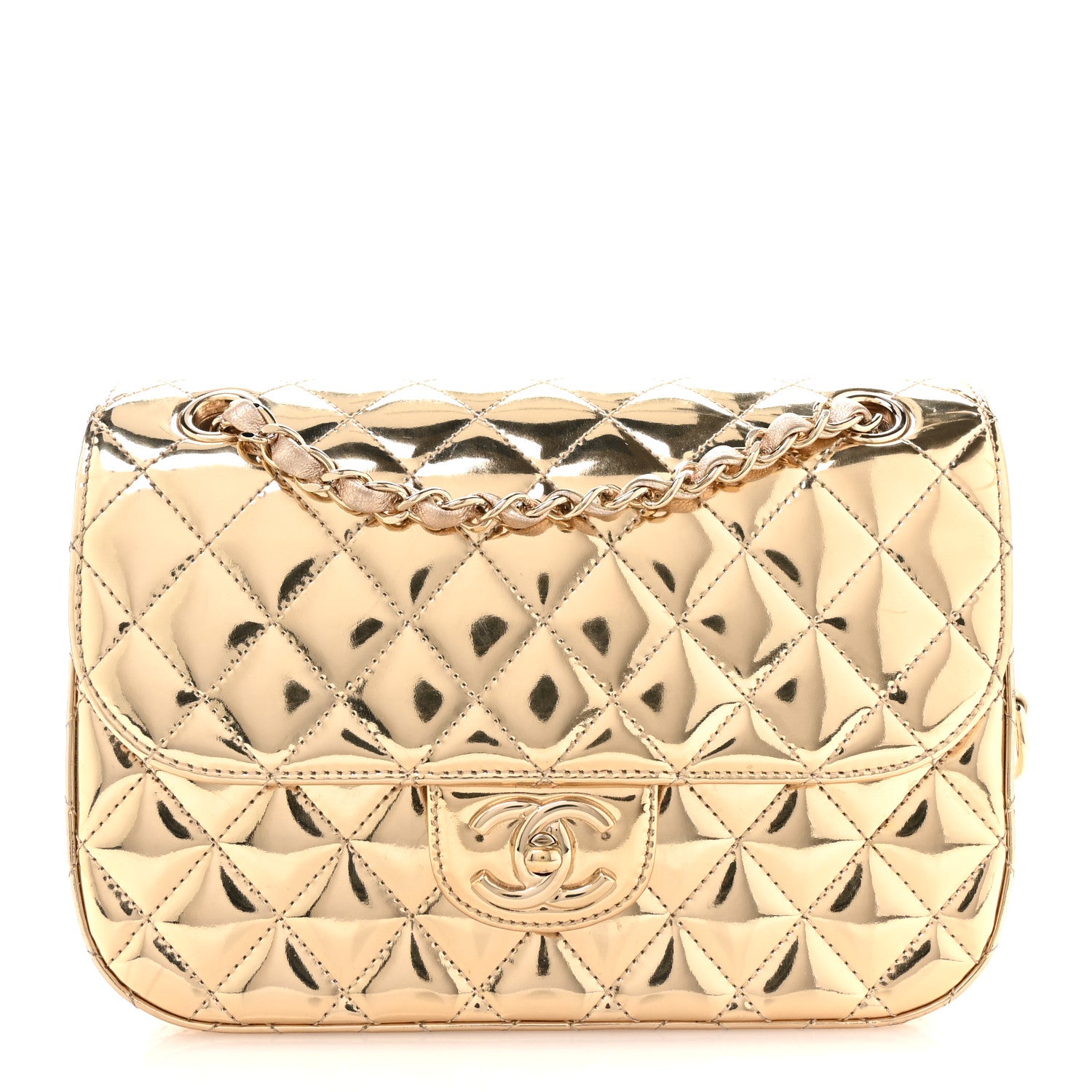 Chanel Mirror Calfskin Metallic Calfskin Medium Hollywood