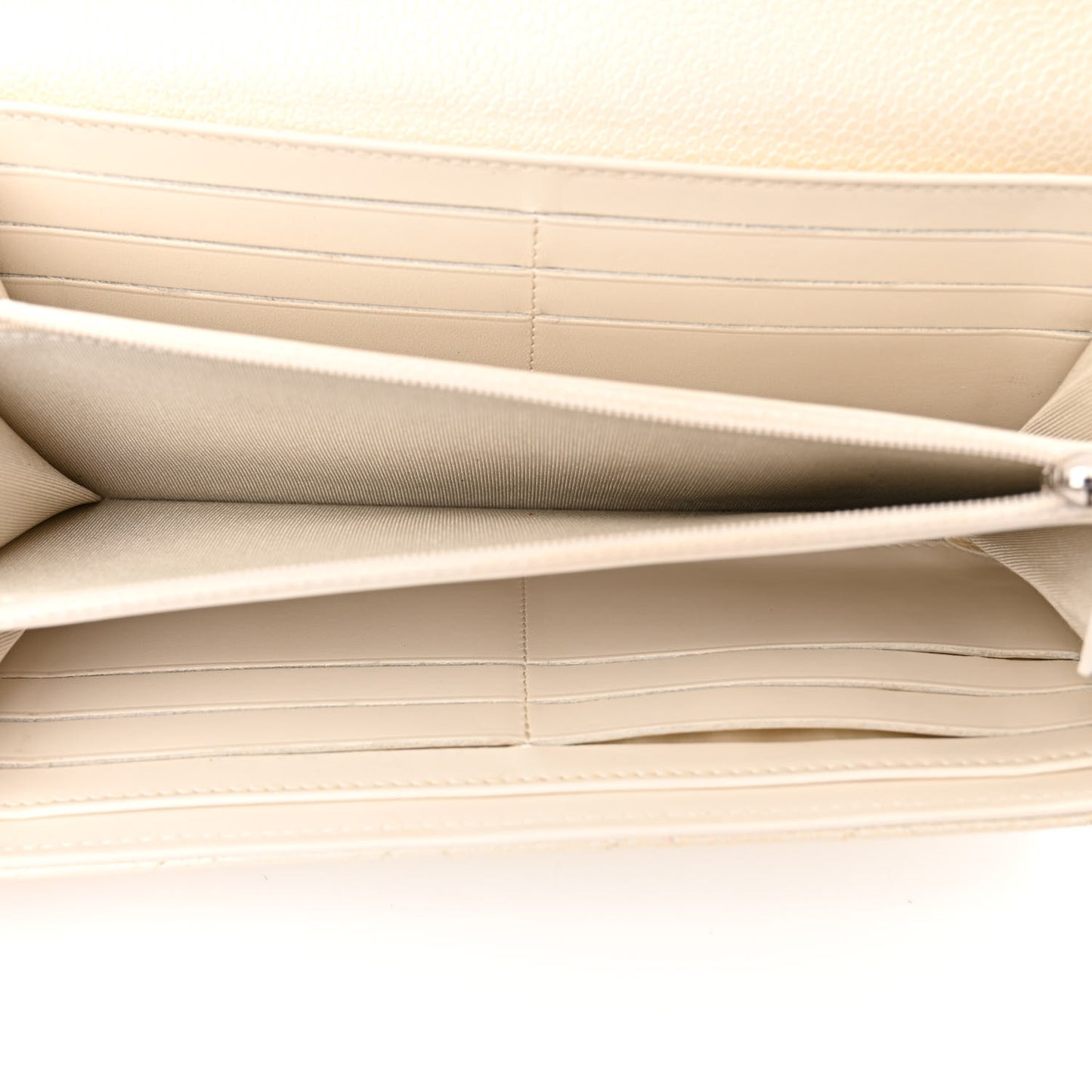Caviar Quilted Large Flap Wallet Ivory