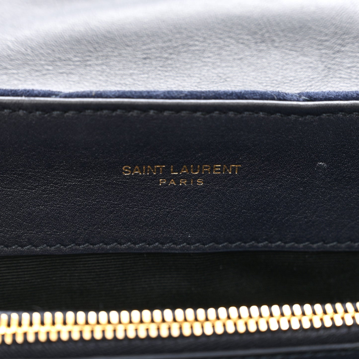 Suede Calfskin Y Quilted Monogram Small Loulou Chain Satchel Deep Marine