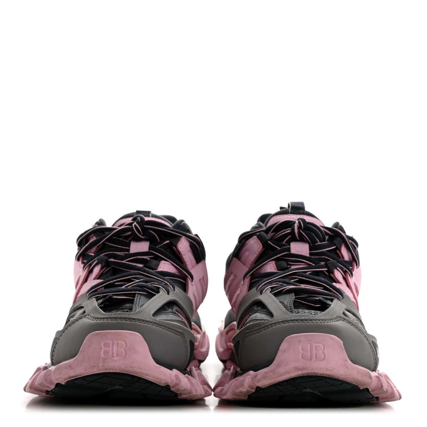 Mesh Rubber Tri-Color Womens Track Sneakers 37 Dark Grey Pink Grey