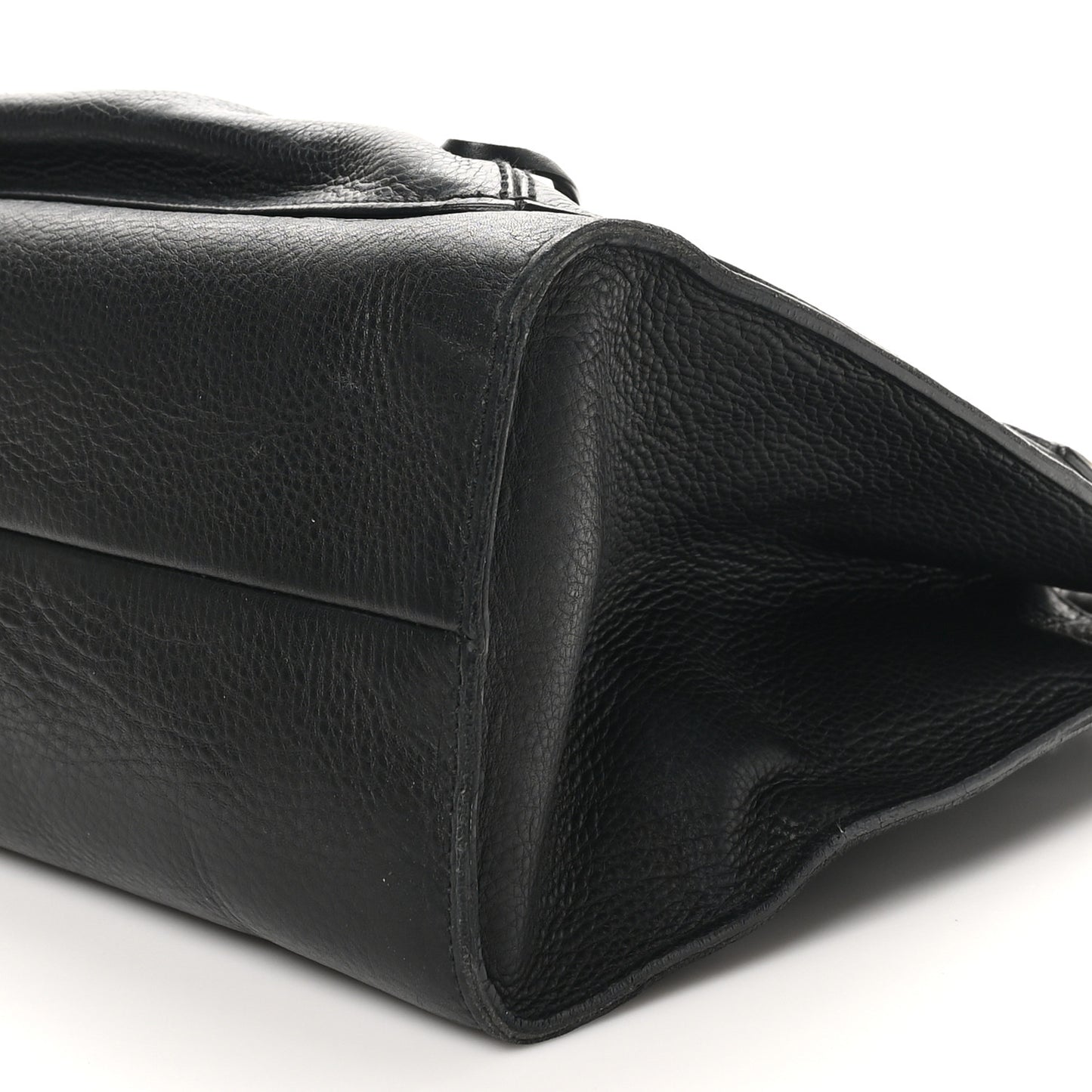 Calfskin Bamboo Handle Tote Black