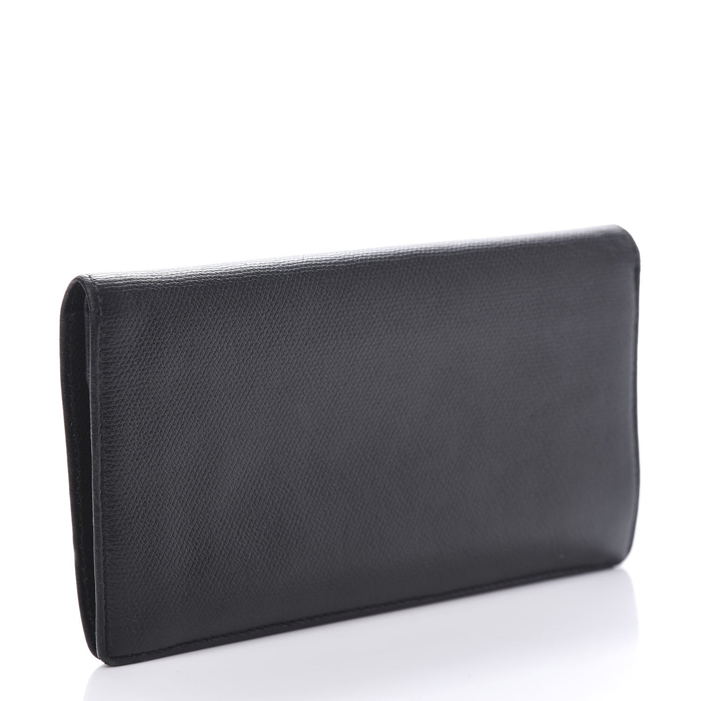 Grained Calfskin CC Button Yen Wallet Black