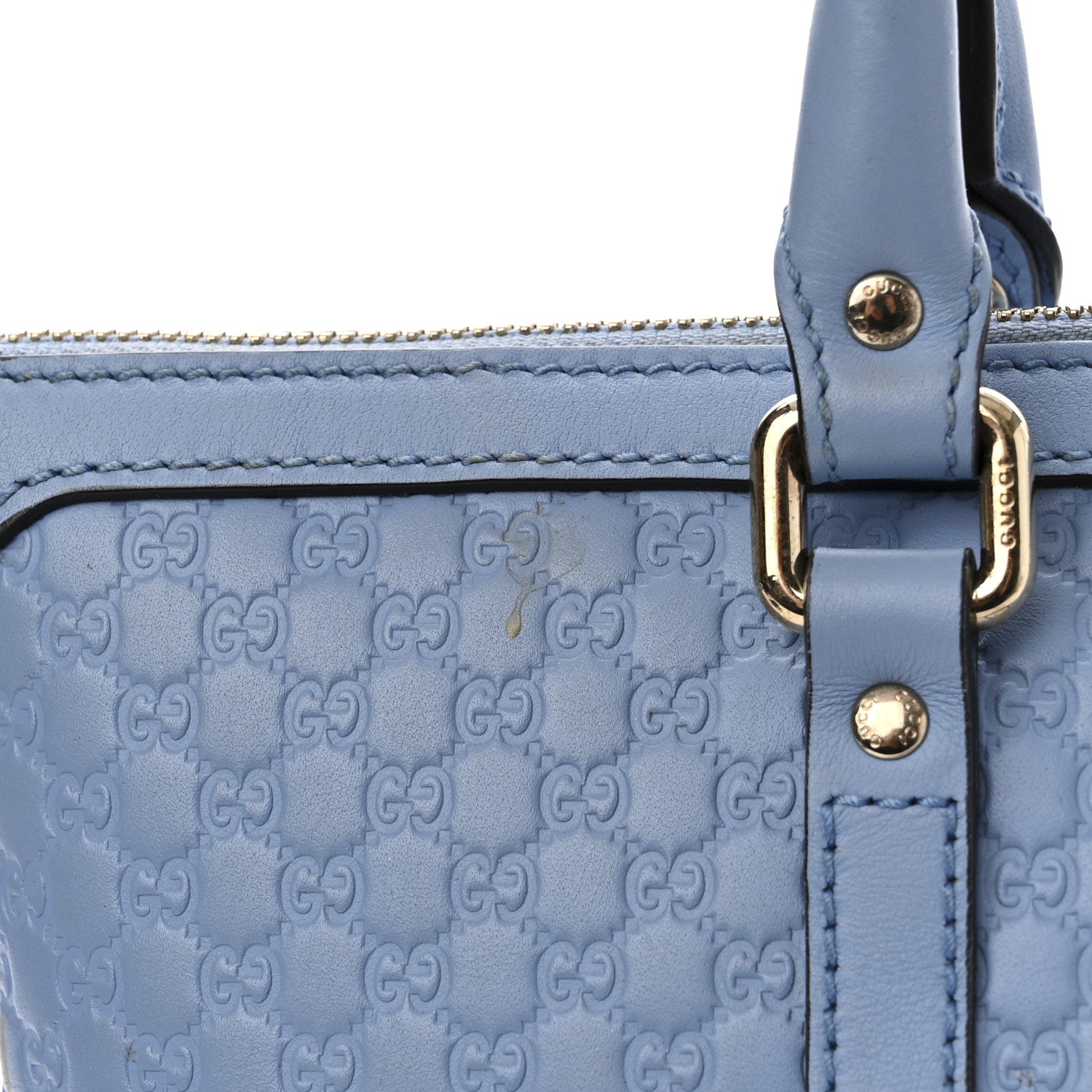 Gucci Soft Microguccissima Small Zippered Satchel Light Blue 14 of 17