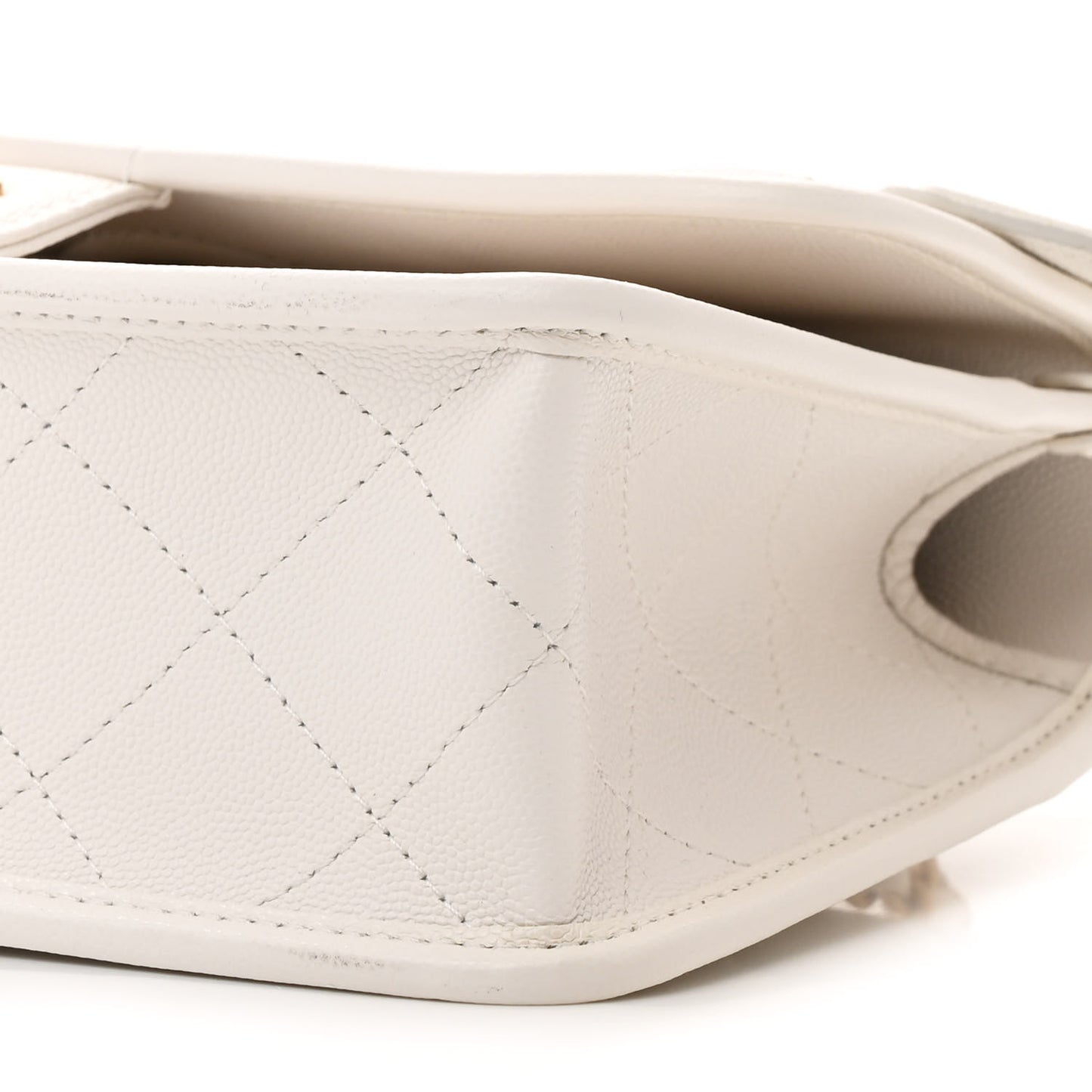 Caviar Quilted School Memory Small Top Handle Flap White