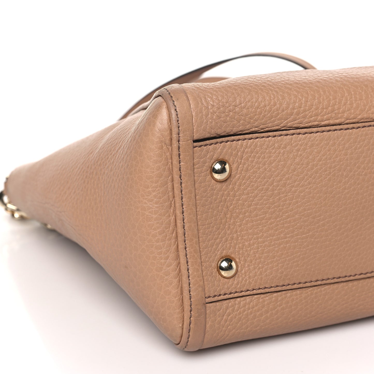 Pebbled Calfskin Small Soho Top Handle Bag Camelia