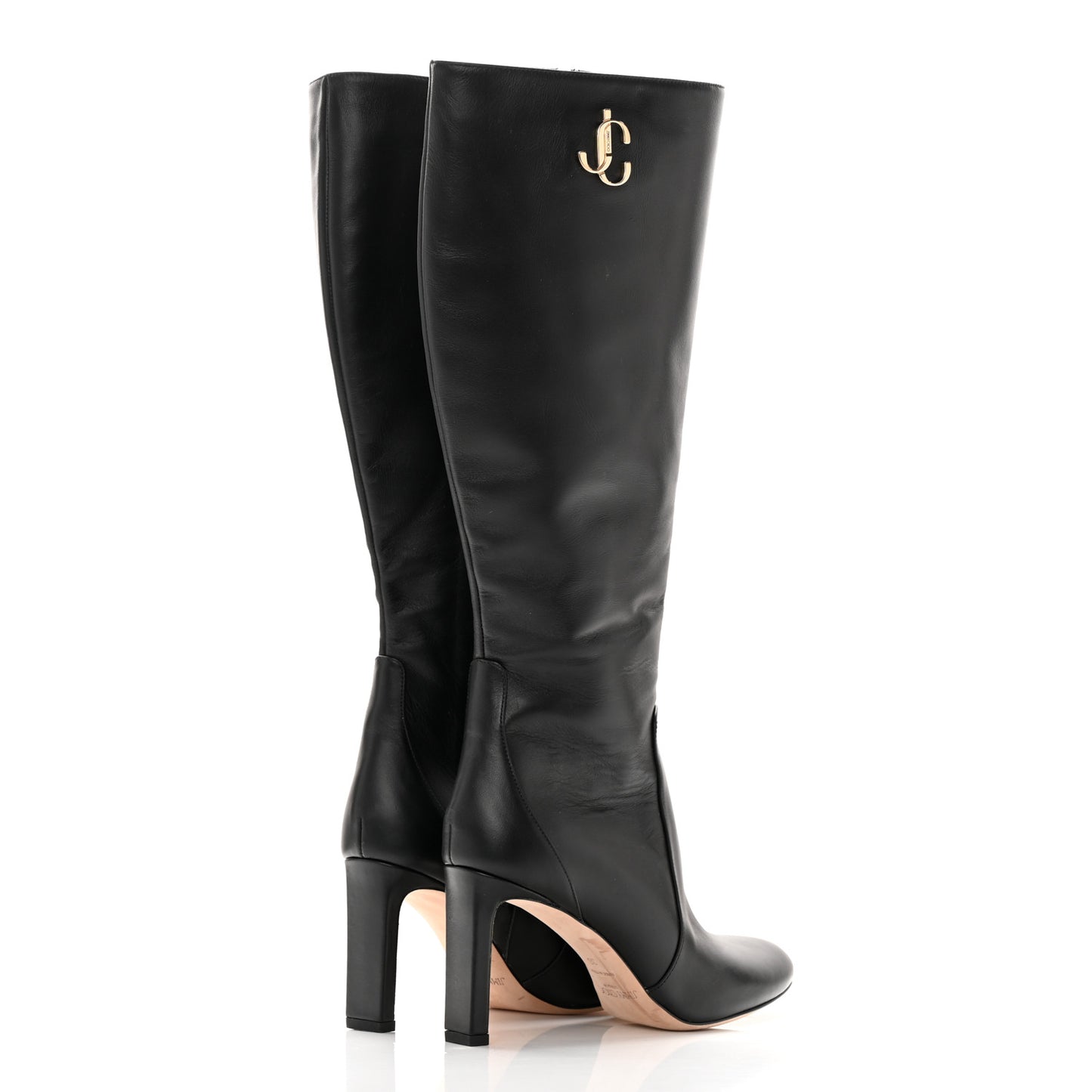 Shiny Calfskin Mahesa 85 Knee High Boots 36 Black