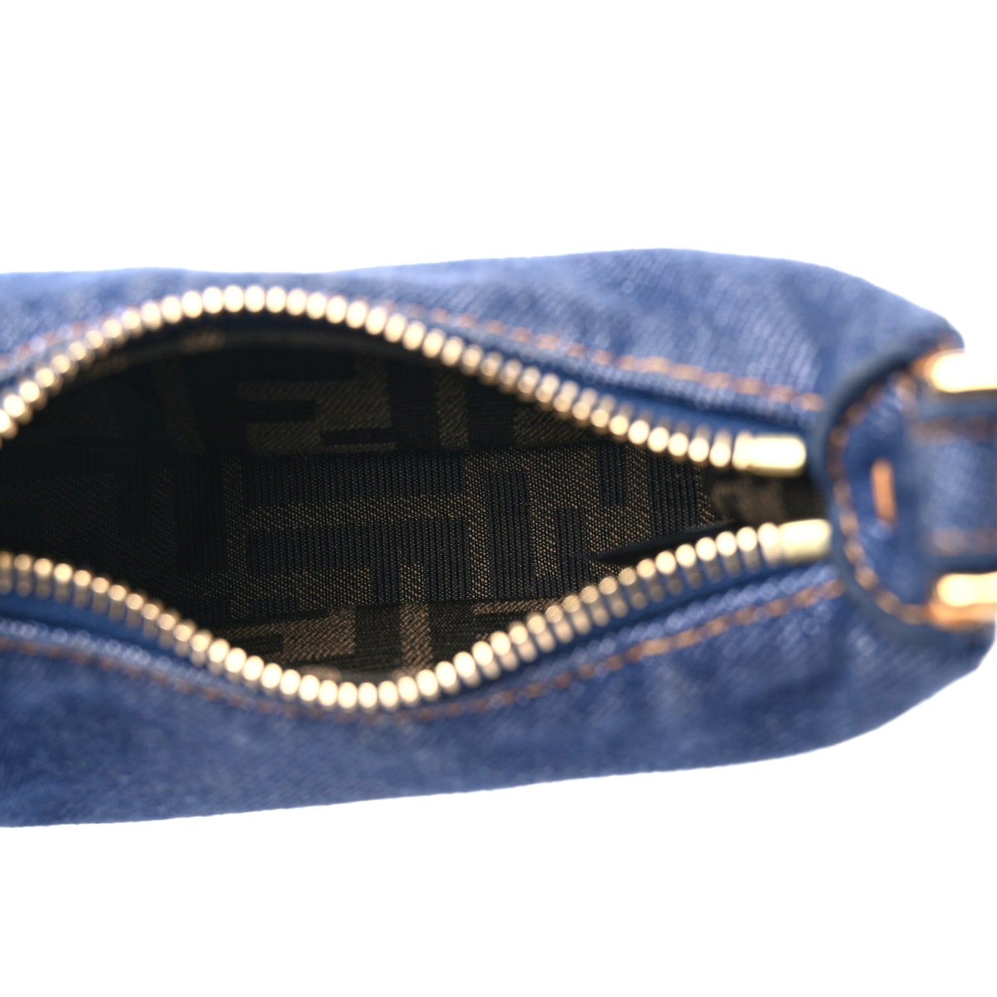 Denim Shiny Nappa Nano Fendigraphy Hobo Charm Blue Moro