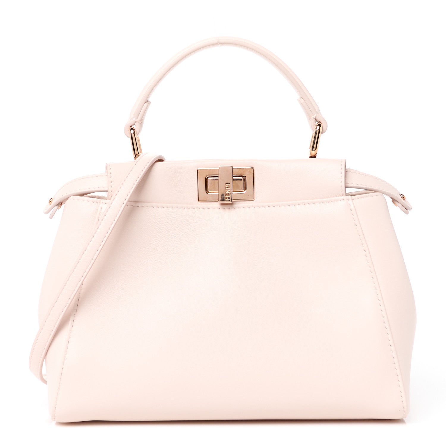 Fendi Nappa Mini Peekaboo Iconic Satchel Egg Shell 1 of 11