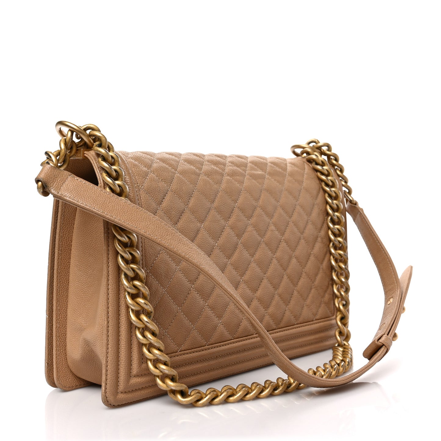Caviar Quilted New Medium Boy Flap Camel