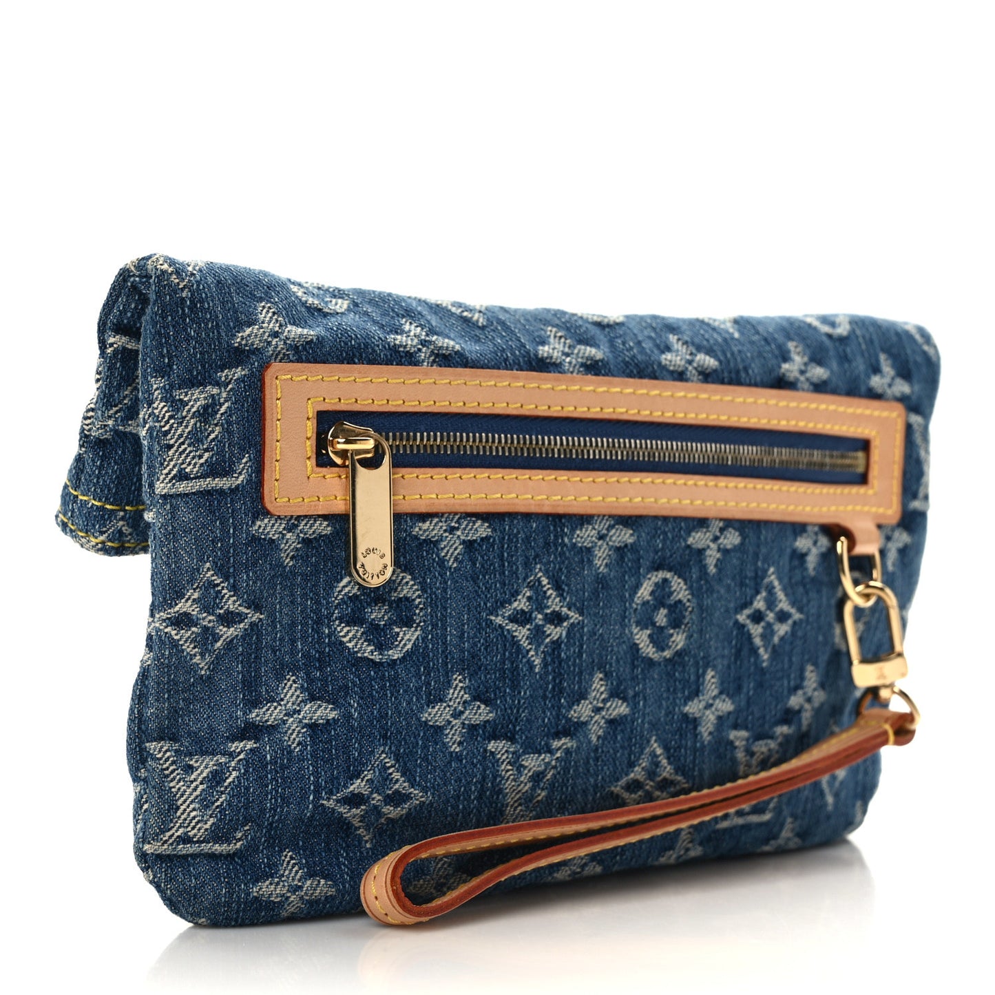 Monogram Denim Pochette Plat Clutch Blue