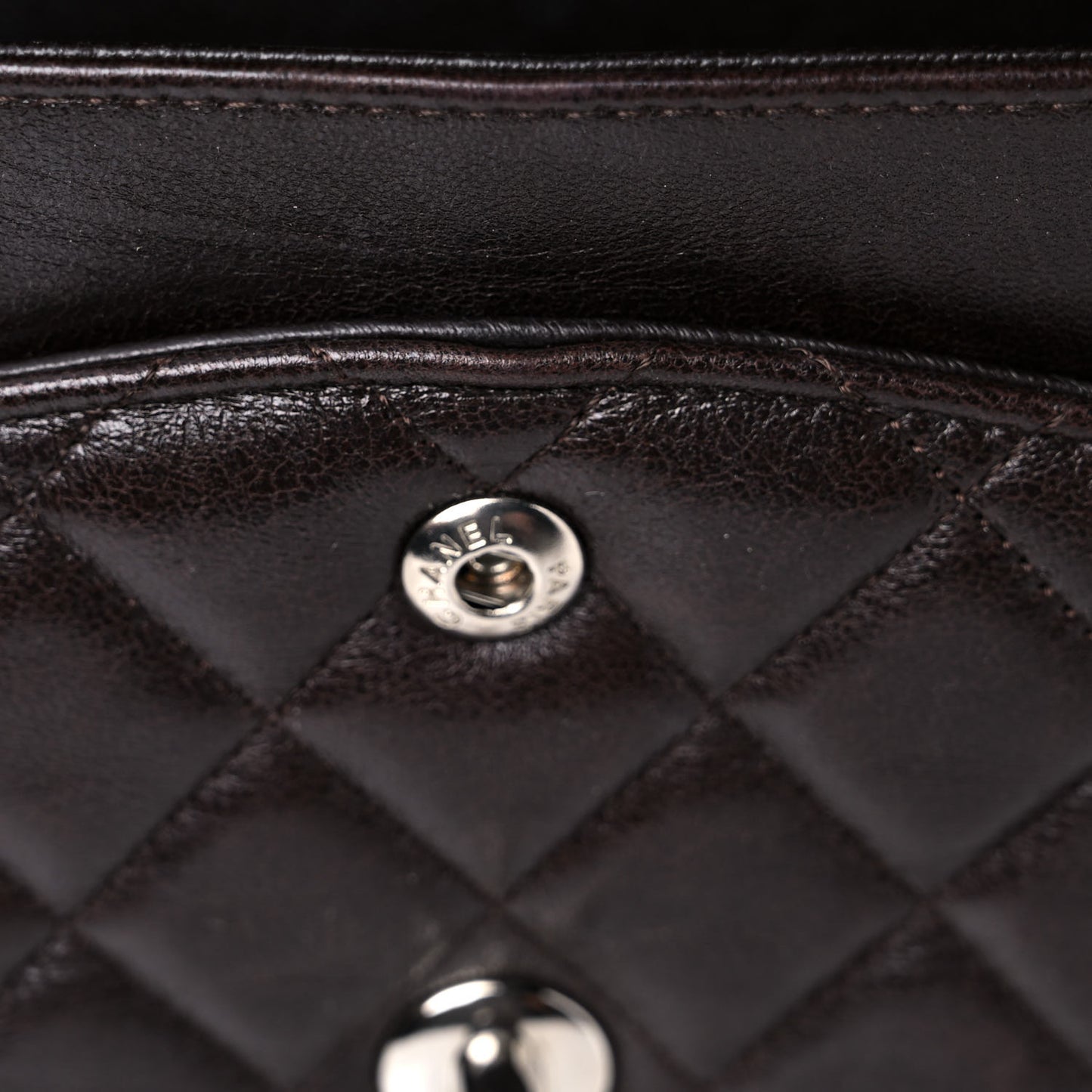 Lambskin Quilted Medium Double Flap Dark Brown