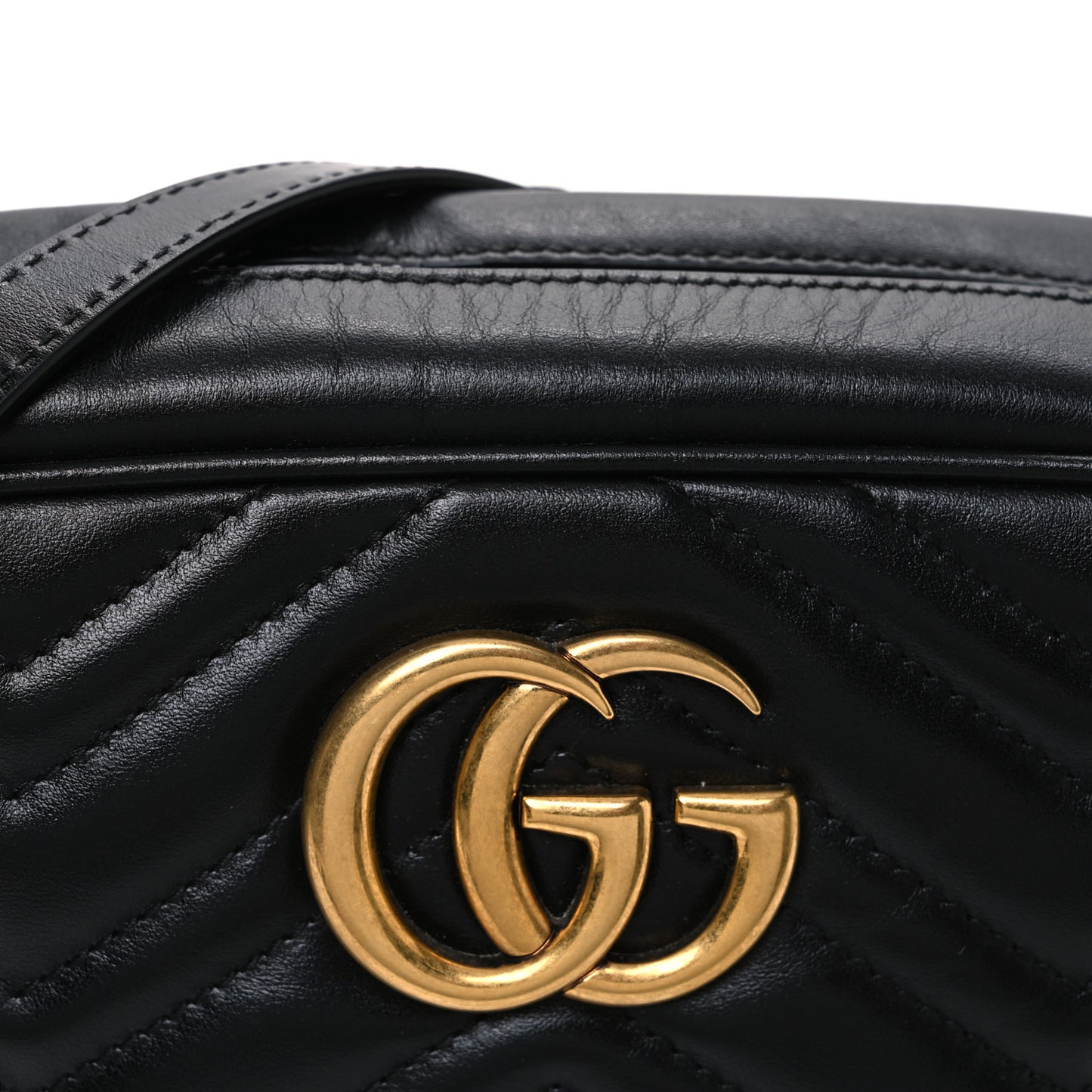Calfskin Matelasse Small GG Marmont Chain Shoulder Bag Black