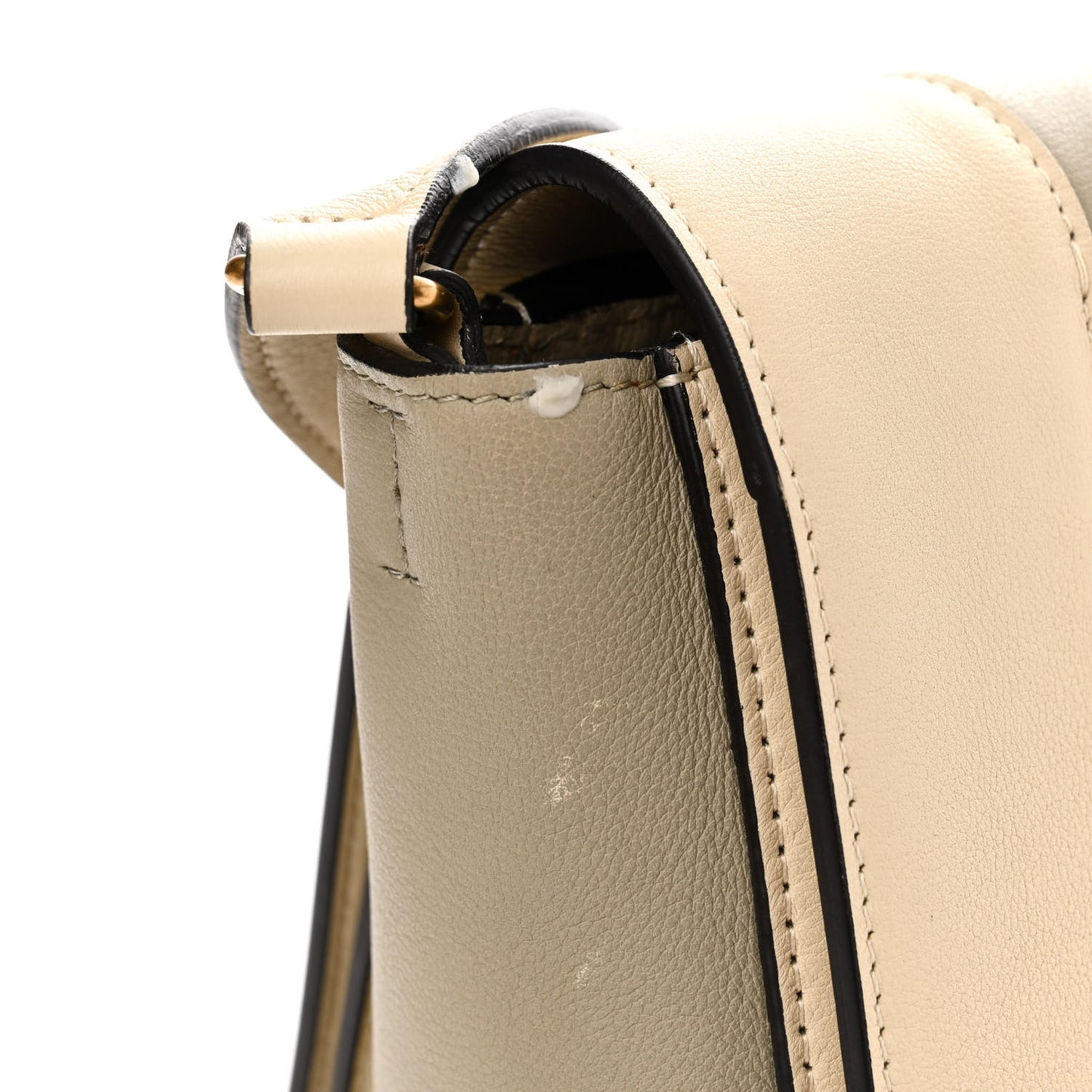 Shiny Smooth Calfskin Medium Frame Shoulder Bag Chalk Mastic