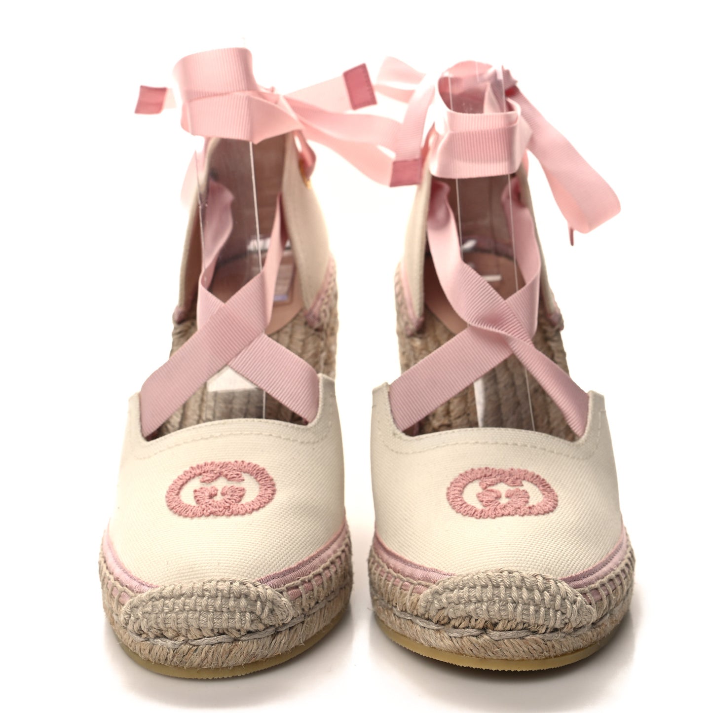 Canvas Grossgrain Embroidered Judit Ankle Wrap Platform 35/120mm Espadrille Wedges 36 White Shell