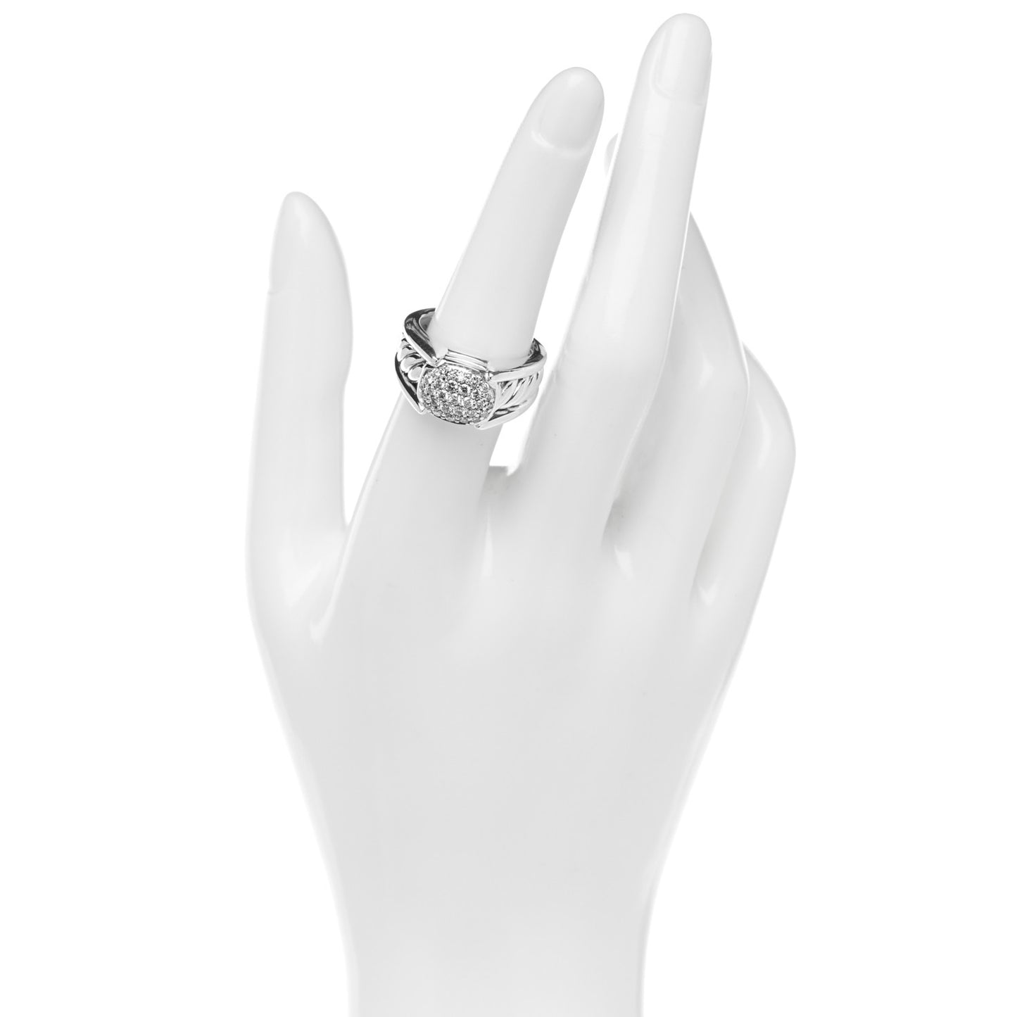 Sterling Silver Diamond 12mm Cable Cocktail Ring 58 8.5