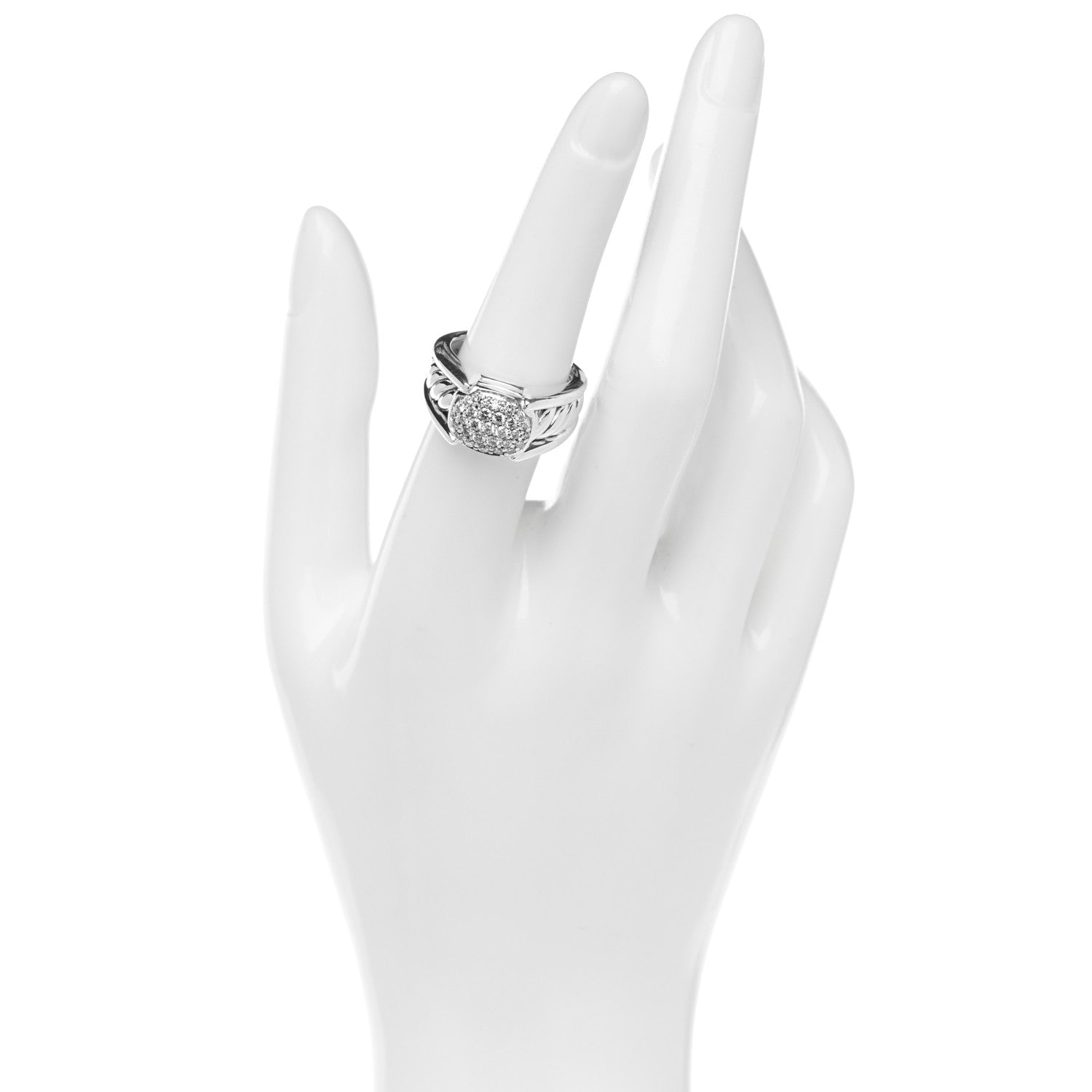 David Yurman Sterling Silver Diamond 12mm Cable Cocktail Ring 58 8.5 2 of 4