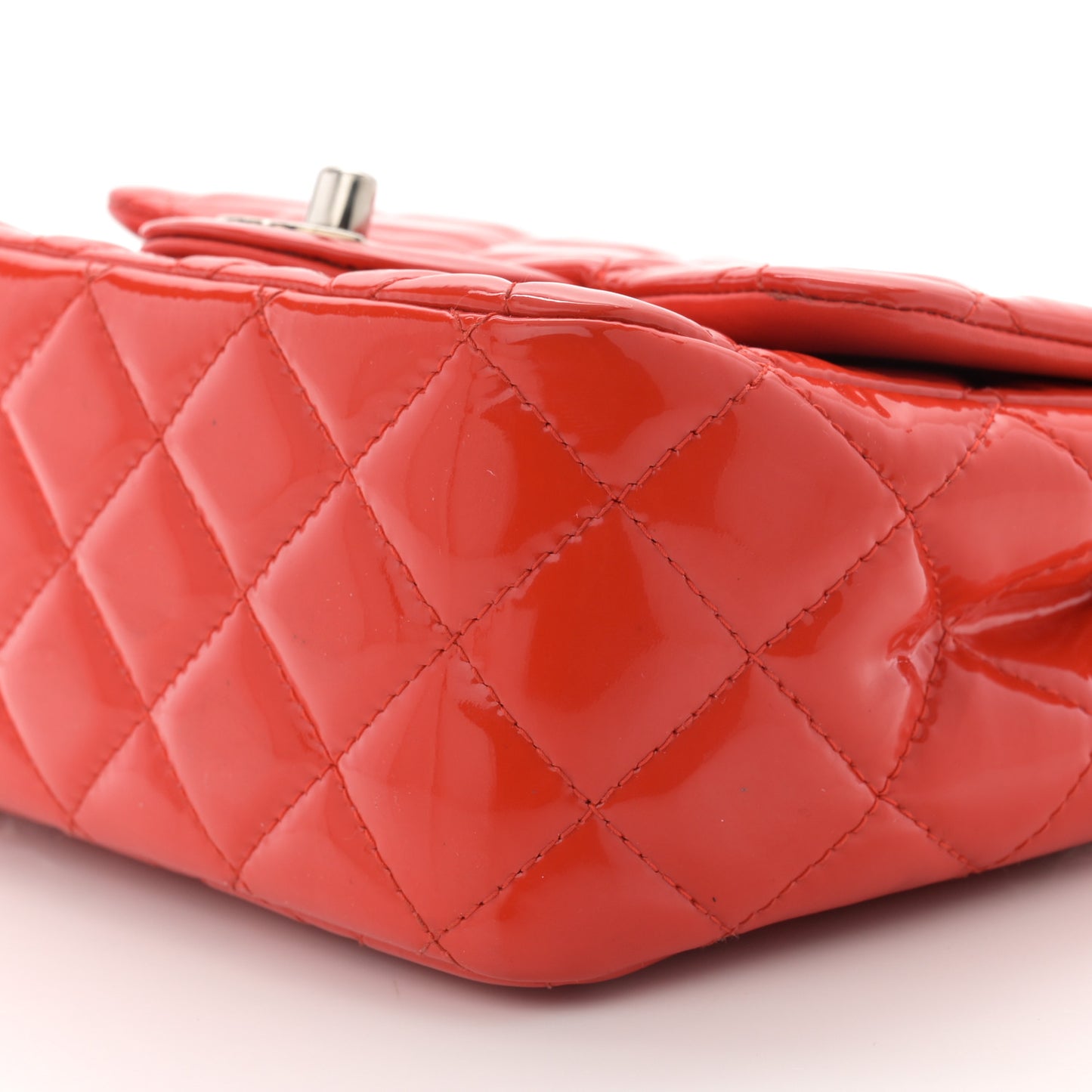 Patent Quilted Mini Square Flap Red