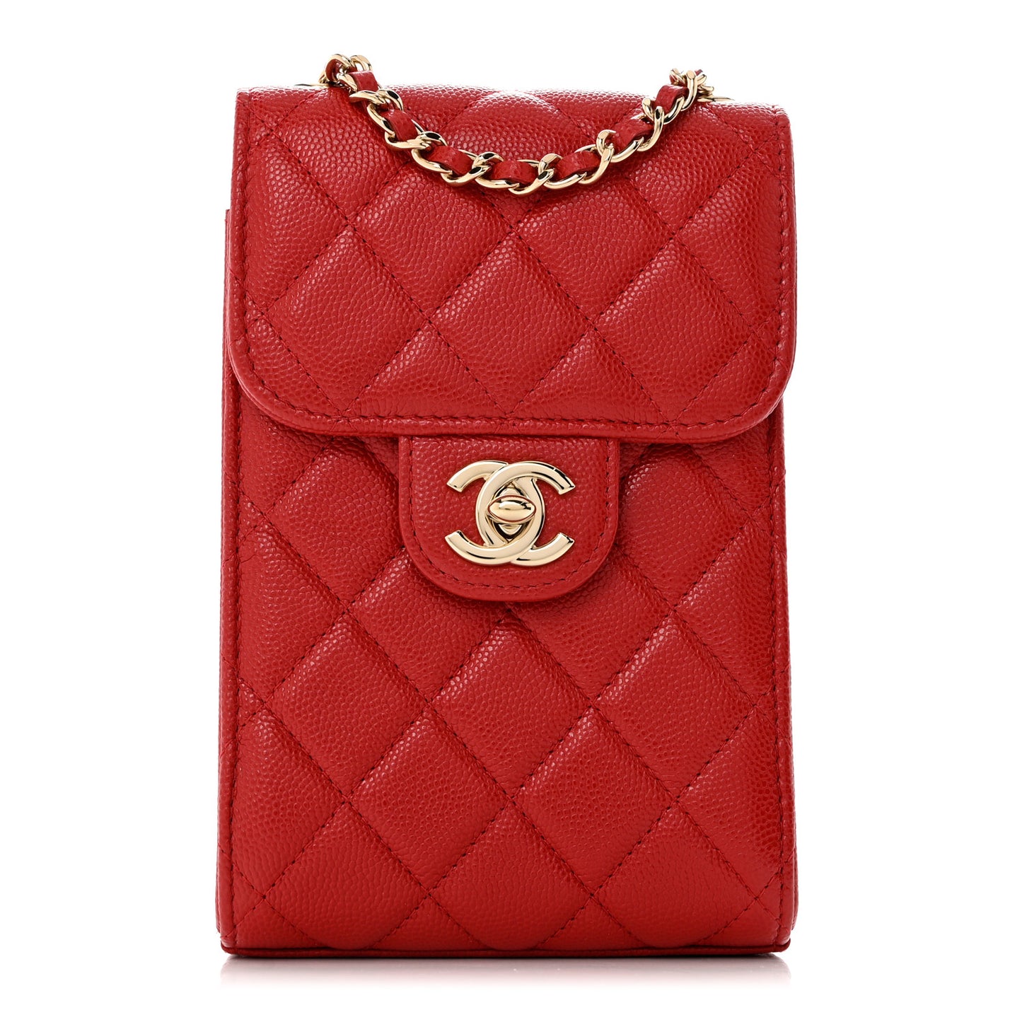 Caviar Quilted Classic Phone Holder Red