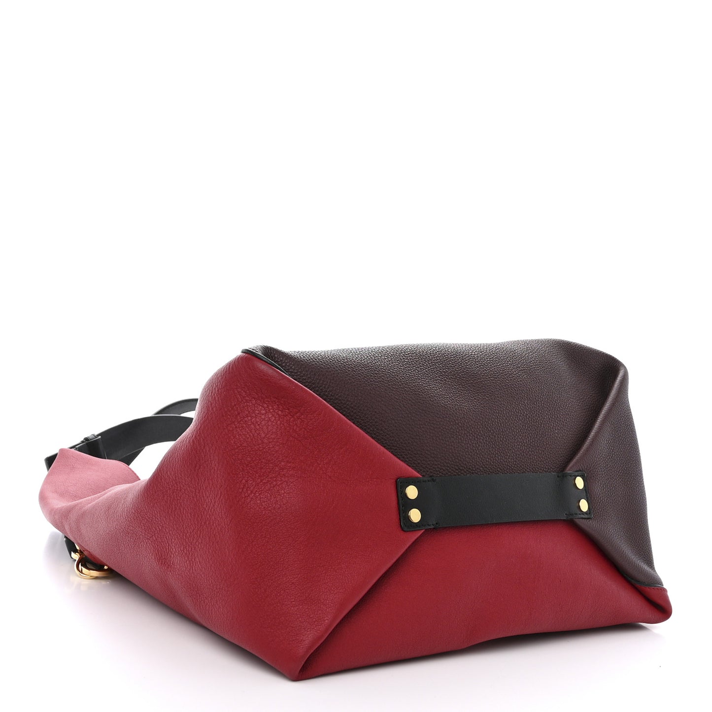 Grained Calfskin Colorblock Sling Hobo Red Oxblood Burgundy