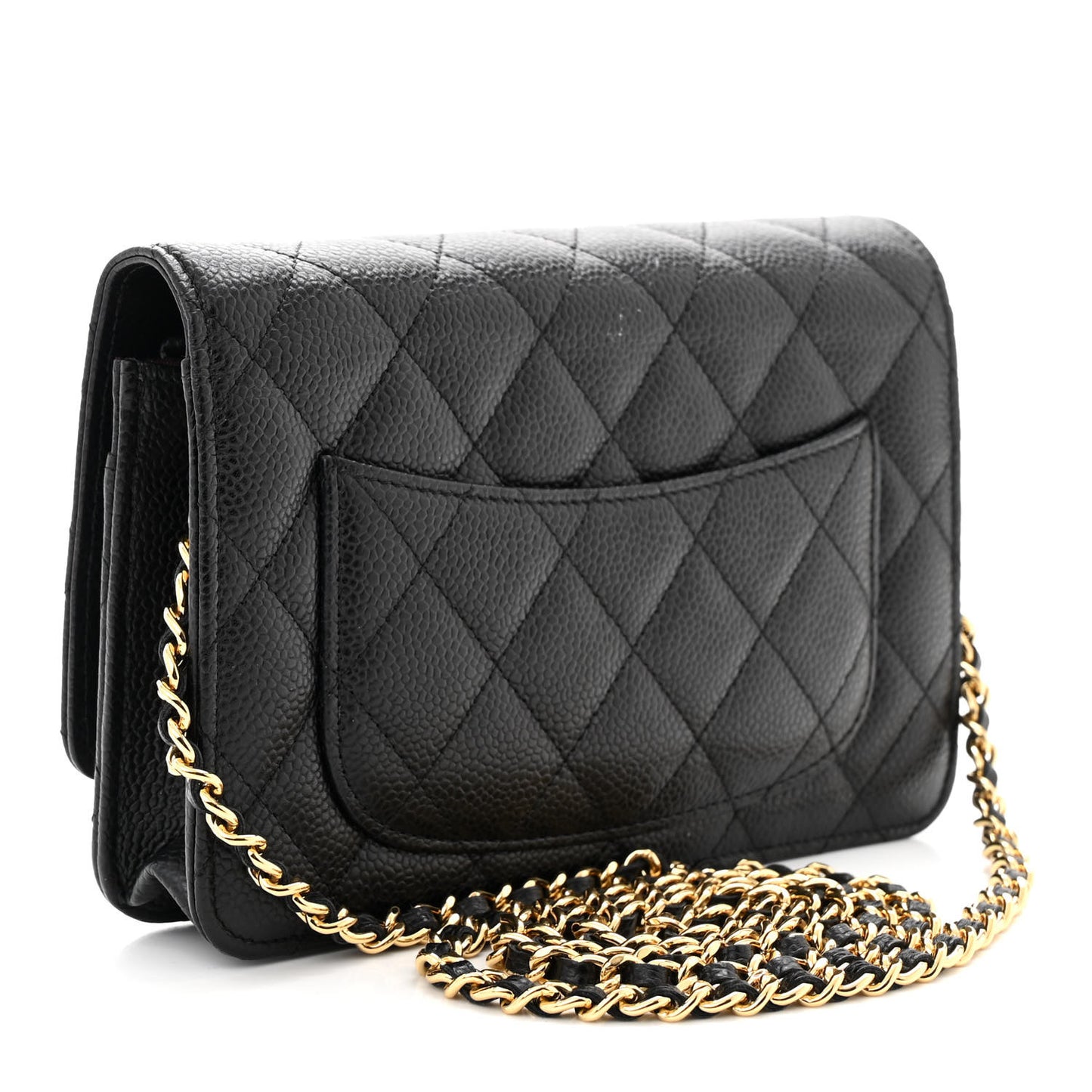Caviar Quilted Wallet on Chain WOC Black