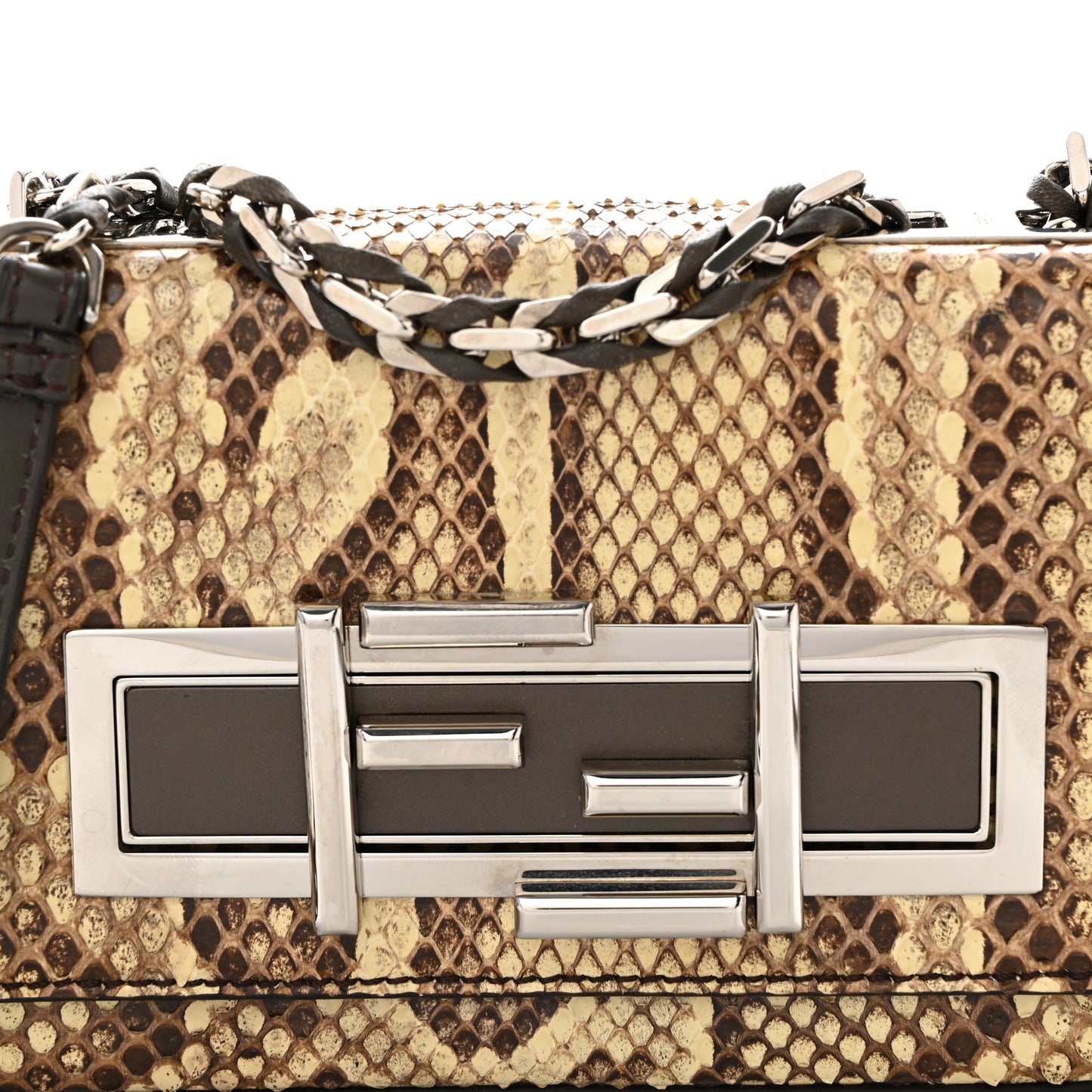 Snakeskin 3Baguette Shoulder Bag Natural Multicolor